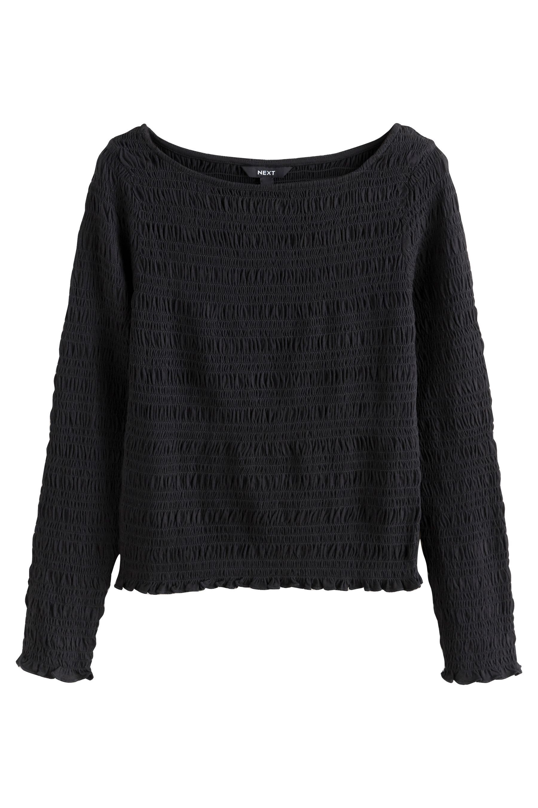 Next Langarmbluse Gerafftes Langarm-Oberteil mit U-Boot-Ausschnitt (1-tlg) günstig online kaufen