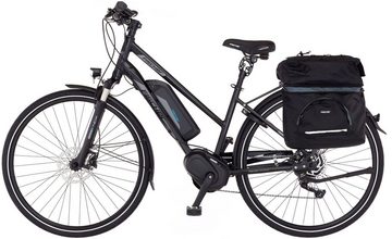 FISCHER Fahrrad E-Bike VIATOR ETD 1861 557, 10 Gang Shimano Deore Schaltwerk, Kettenschaltung, Mittelmotor, 557 Wh Akku, (mit Gepäckträgertasche), Pedelec, Elektrofahrrad für Damen, Trekkingrad