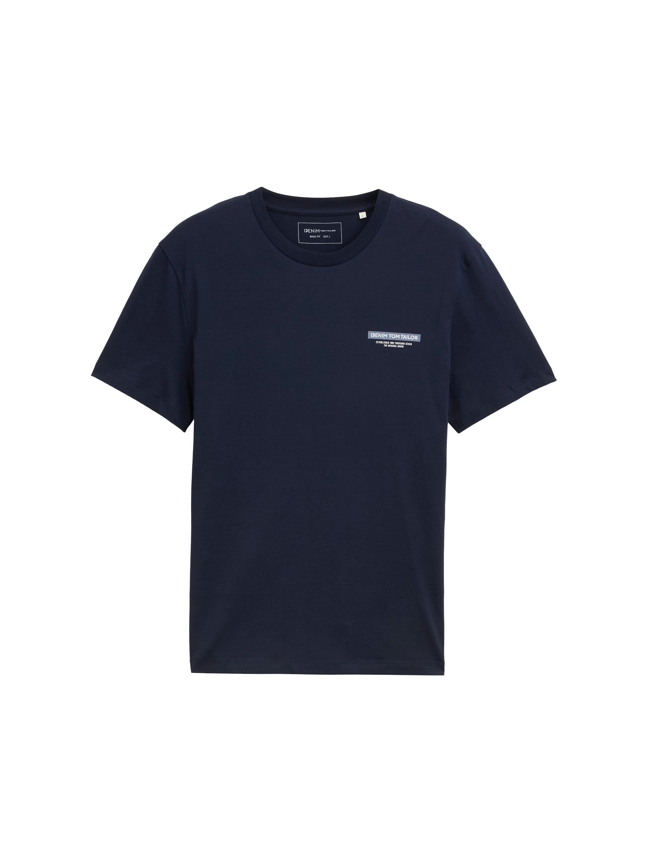 TOM TAILOR Denim Rundhalsshirt mit verschiedenen Logo Prints – Bild 5 von 5