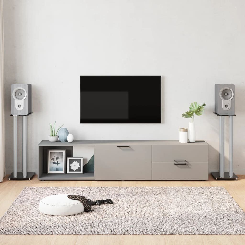 vidaXL Lautsprecherständer Lautsprecher-Ständer 2 Stk. Schwarz & Silbern Hartglas 3 Säulen
