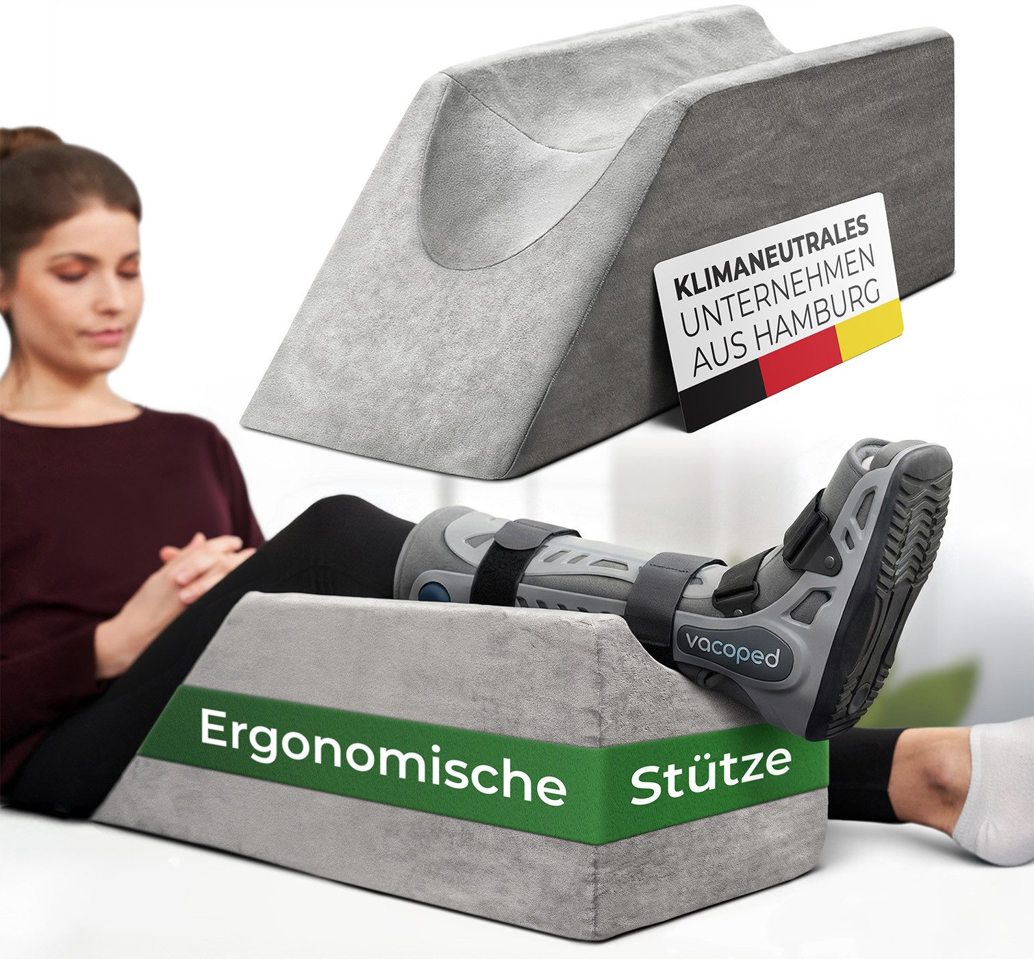 Well B4 Venenkissen zum Beine hochlagern - Beinhochlagerungskissen Beinauflage Keilkissen, Stützkissen für Beine & Knie ideal als Lymphkissen und Venenkeil