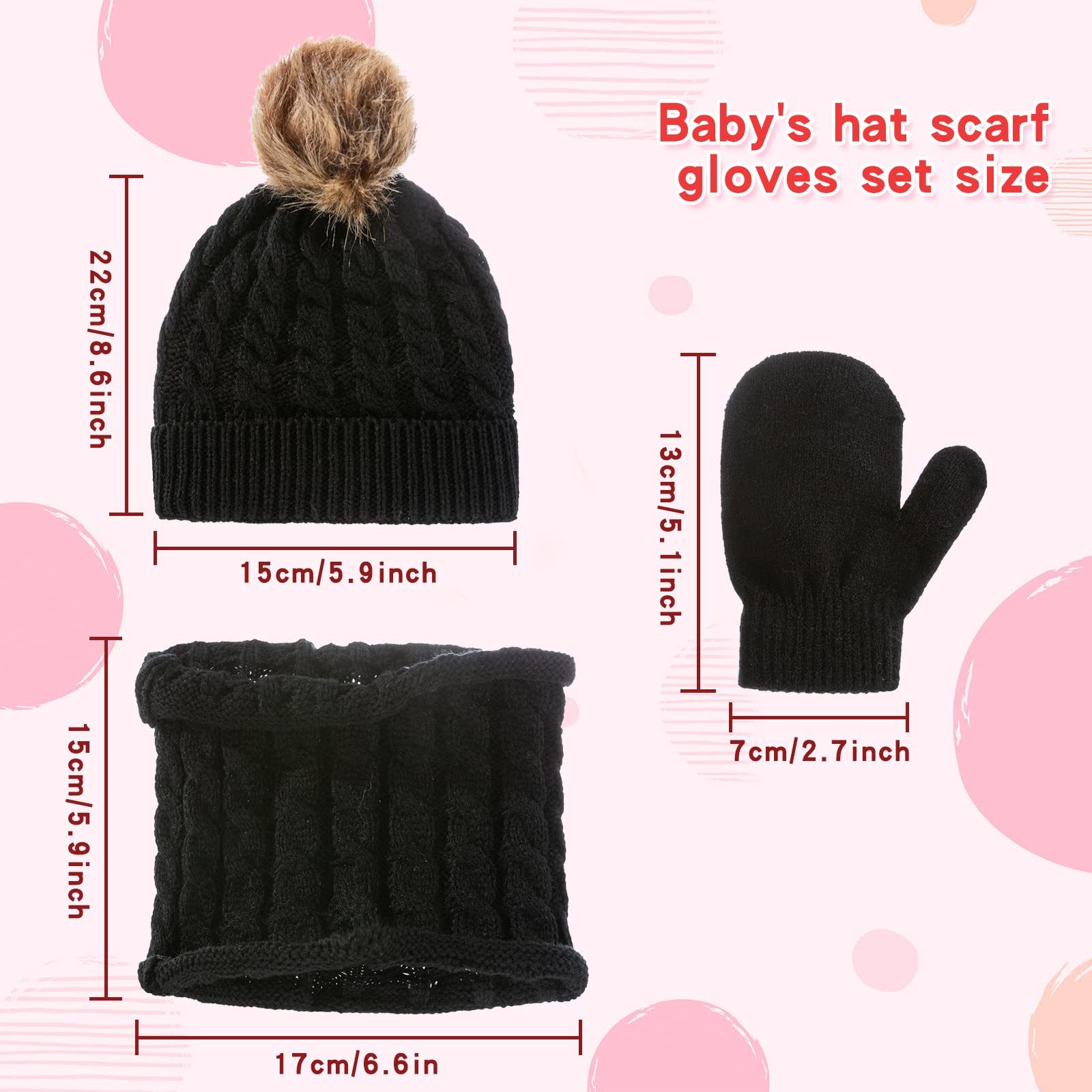 Coonoor Mütze & Schal Kinder-Wintermütze-Schal-Handschuh-Set, Winter-Wärme Mütze-Schal-Handschuh-Set