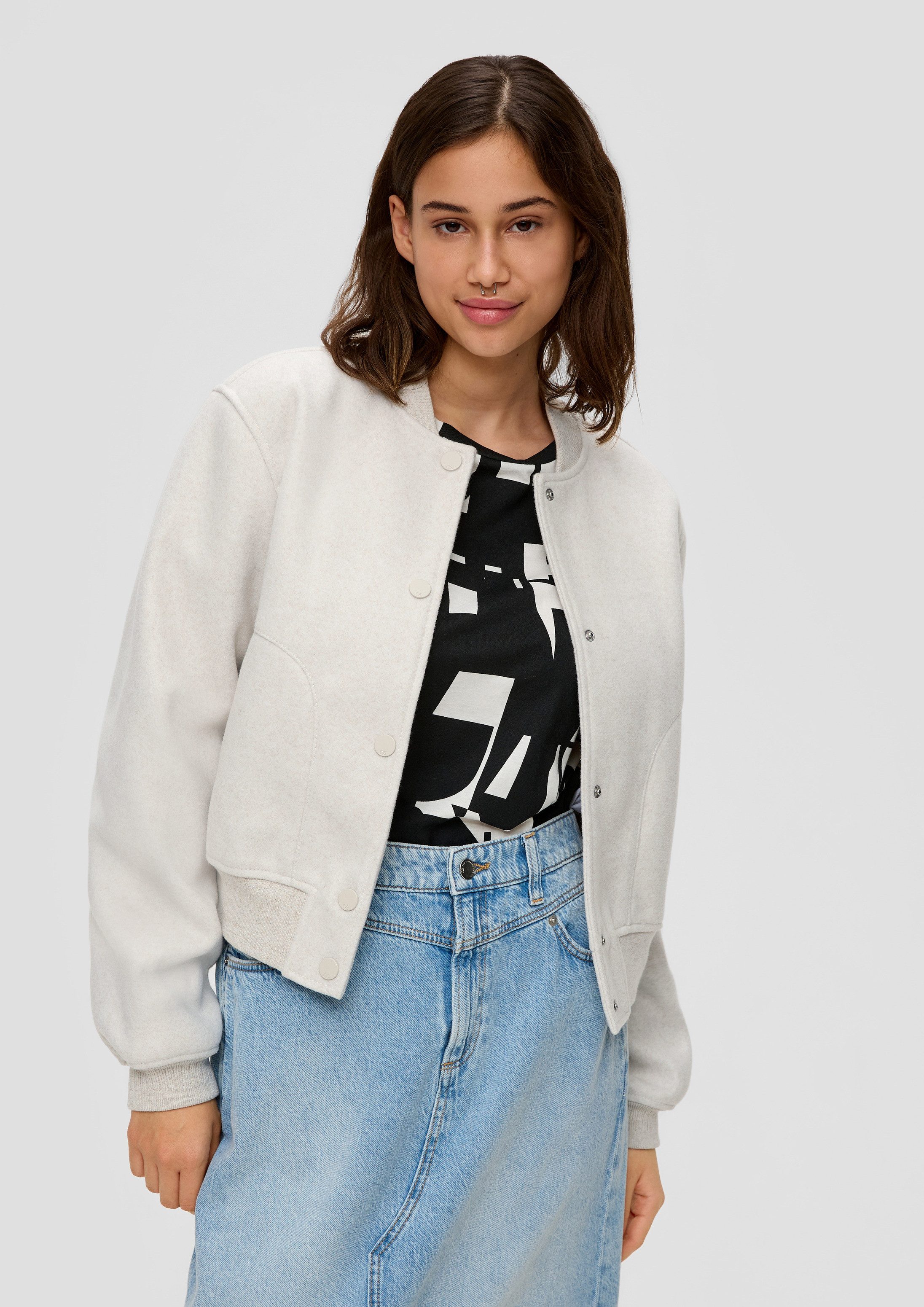 QS Funktionsjacke Outdoor-Jacke Collegejacke in Woll-Optik