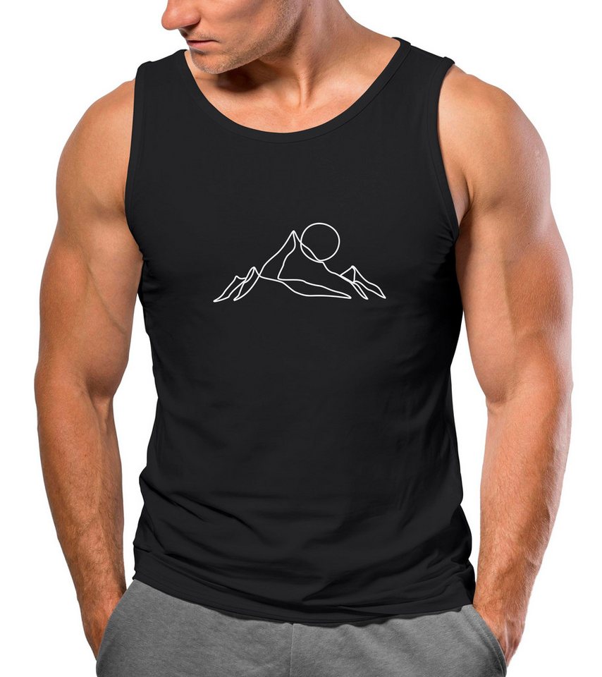 Neverless Tanktop Herren Tank-Top Berge Wandern Brustprint Aufdrucke Gebirge Outdoor mit Print
