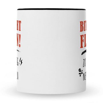 GRAVURZEILE Tasse mit Spruch - Bitte nicht Flirten!, Keramik, Farbe: Schwarz & Weiß