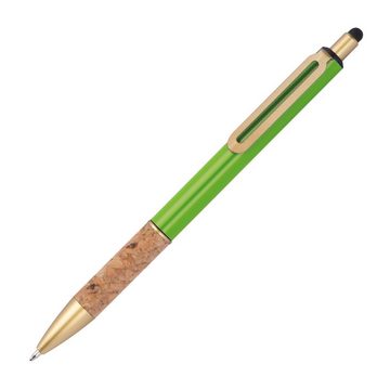 Livepac Office Kugelschreiber 10 Touchpen Metall-Kugelschreiber mit Korkgriffzone / Farbe: hellgrün