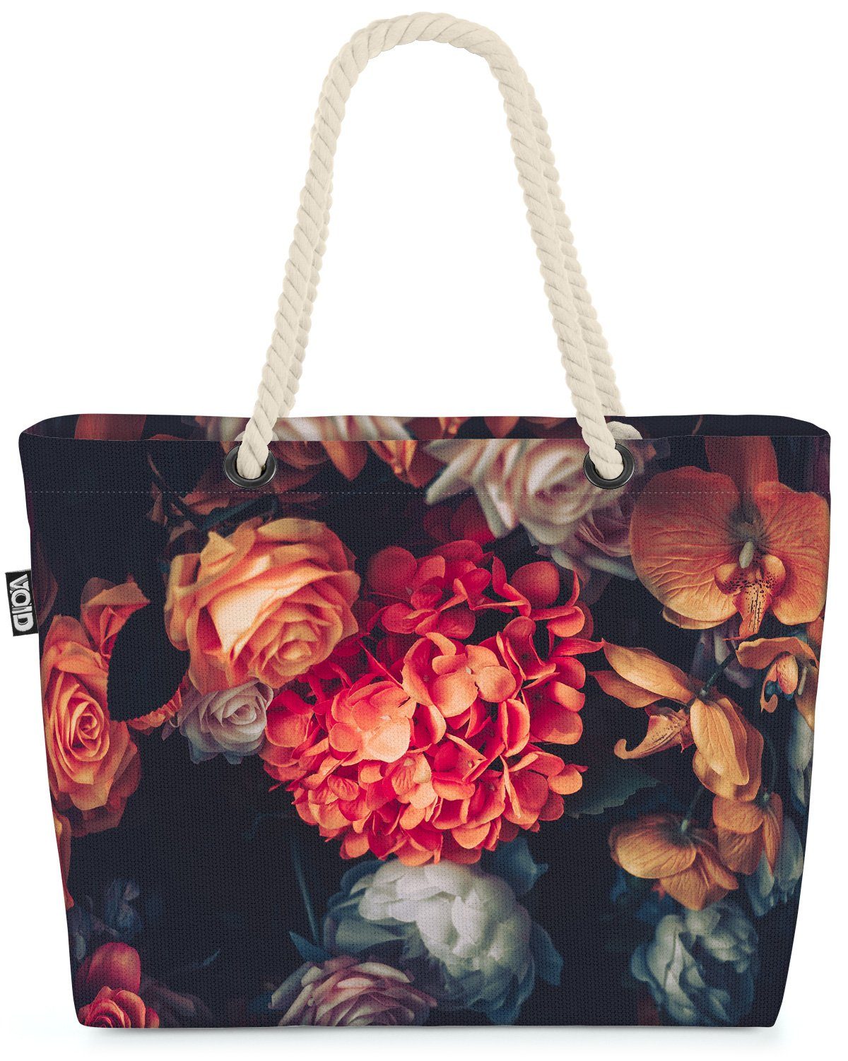 VOID Strandtasche (1-tlg), Art Deco Rosen Blumen Blumenmuster Blumenstrauss Muttertag Liebe Vale