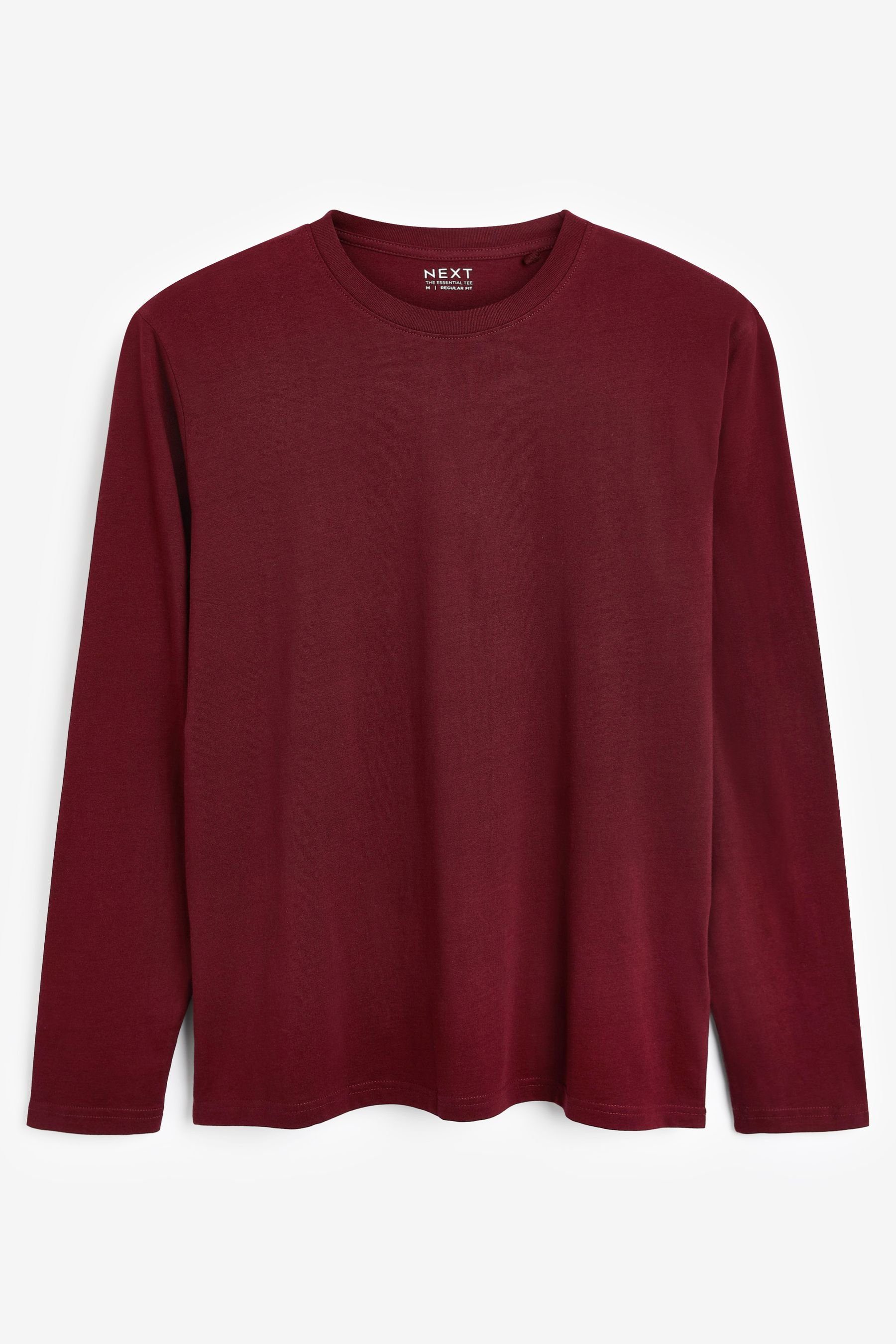 Next Langarmshirt Rundhalsshirt – Regular Red Fit (1-tlg) Burgundy