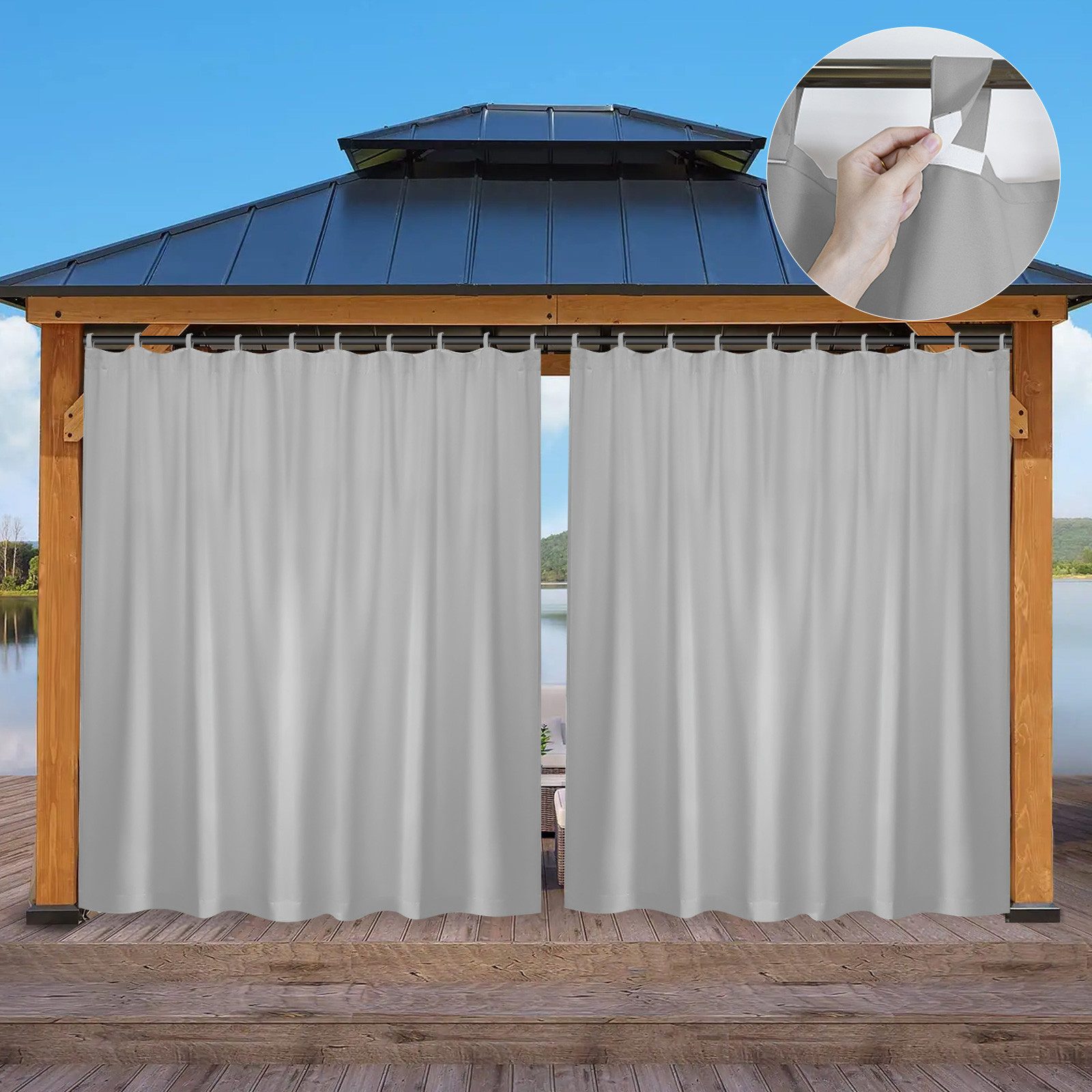 Jibenhome Gardine Vorhang Outdoor Gardinen mit Abnehmbaren Schlaufen (1 St), verdunkelnd, Wasserdicht