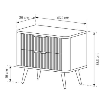 Furnix Nachttisch Katine Nachtkonsole mit Schubladen Metallbeine Beige oder Schwarz, Maße BxHxT 63,2x55,3x38 cm, Design & Funktionalität