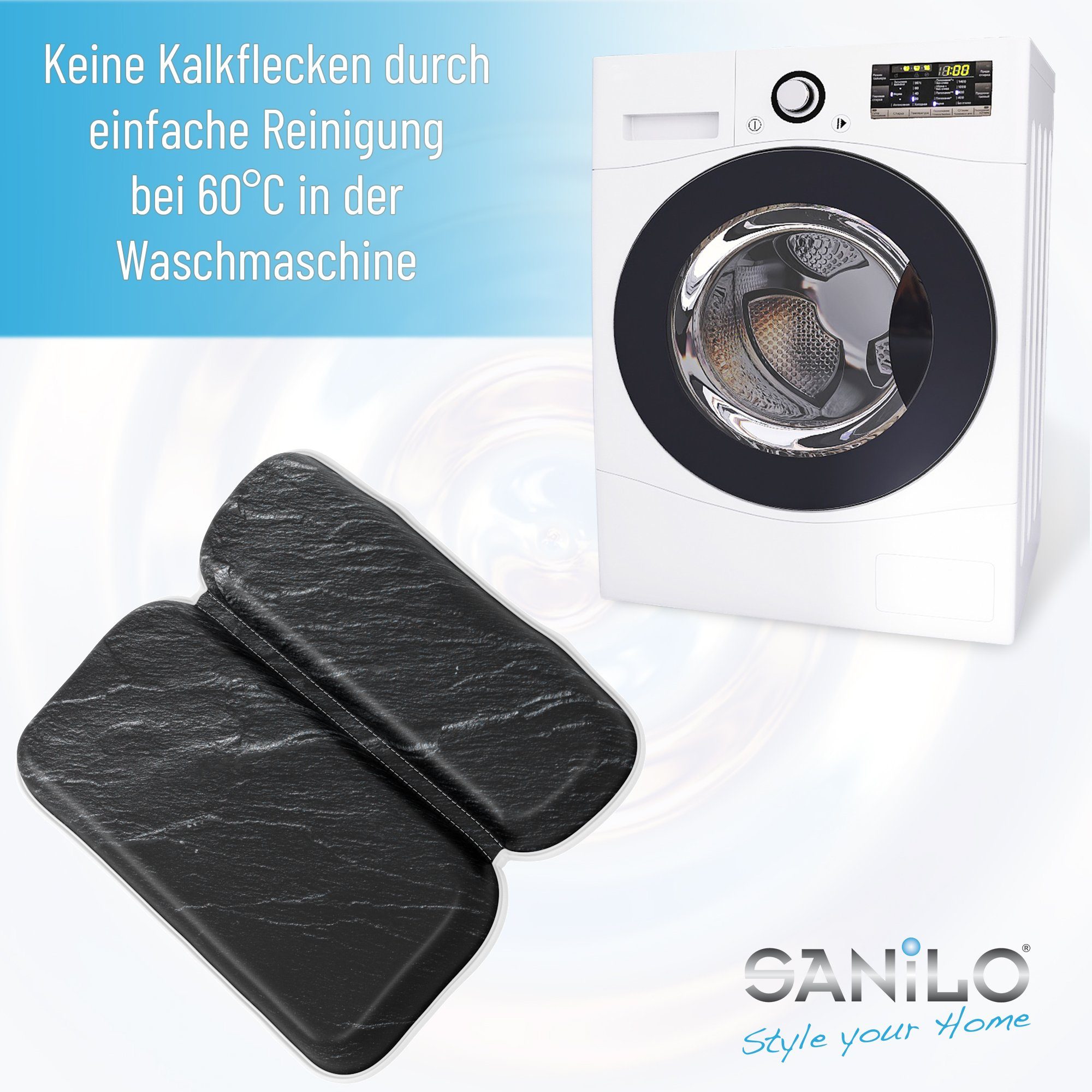 Sanilo Badewannenkissen Granit, hochwertig, bequem, rutschfest durch 7 starke Saugnäpfe – Bild 5 von 5