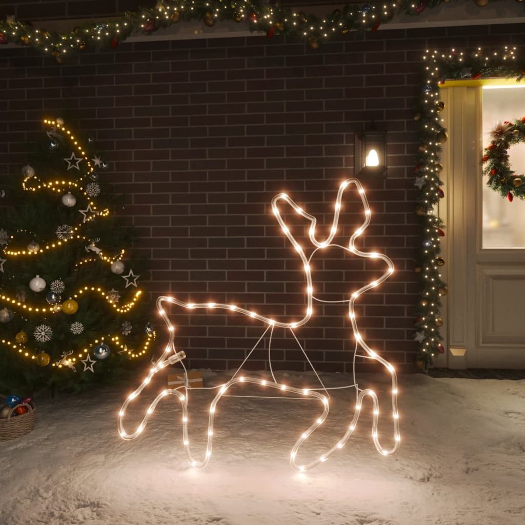 vidaXL Dekolicht NA PVC LED-Silhouette Weihnachtsrentier 72 LEDs Warmweiß