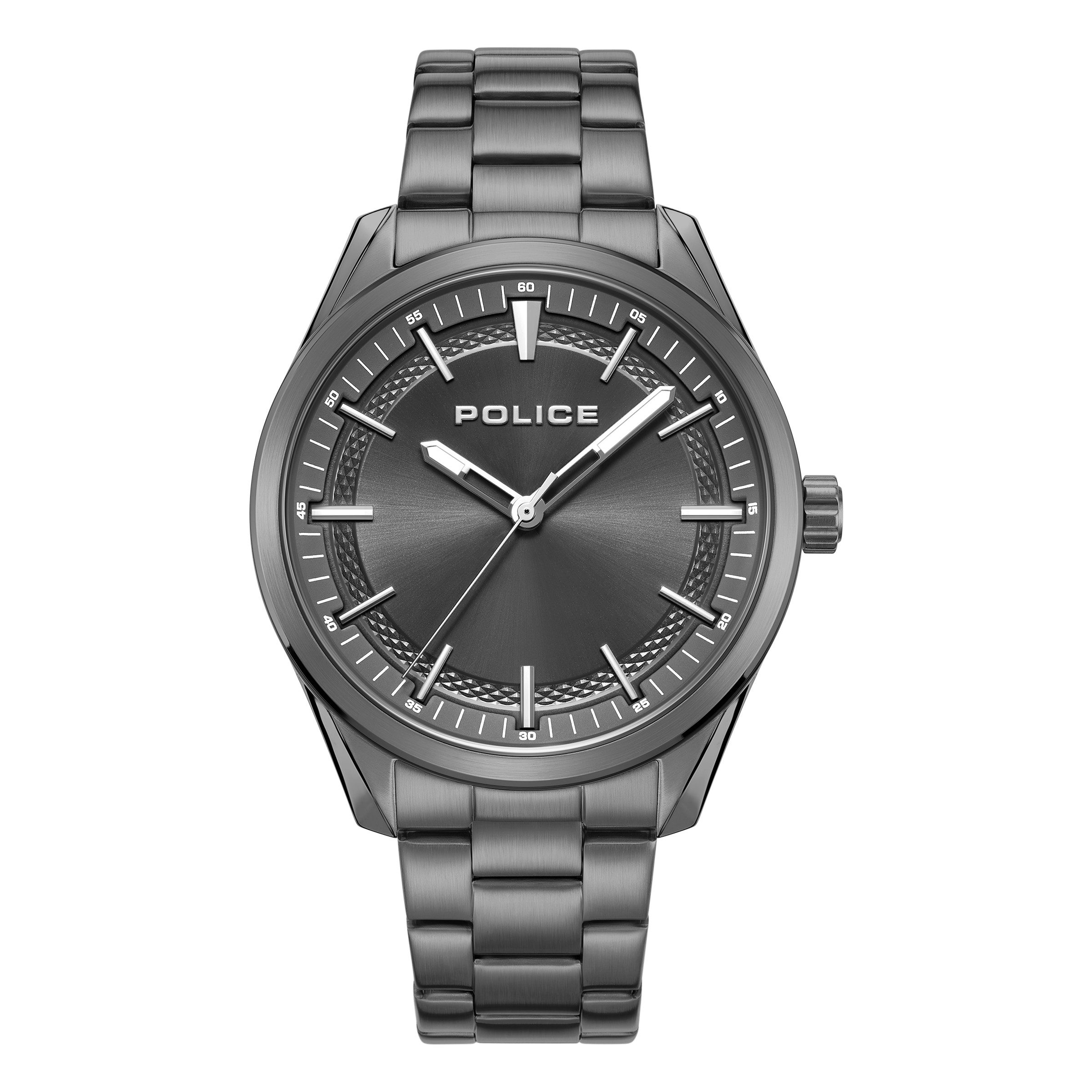 Police Quarzuhr Grille PEWJG0018206, Armbanduhr, Herrenuhr, Edelstahlarmband, analog