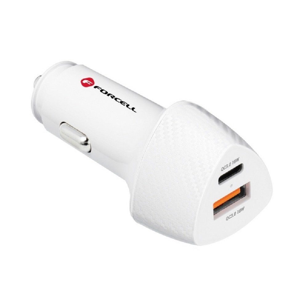 Forcell 38W KFZ-Ladegerät Typ C 3.0 PD20W + USB QC3.0 18W 5A weiß Schnelllade-Gerät