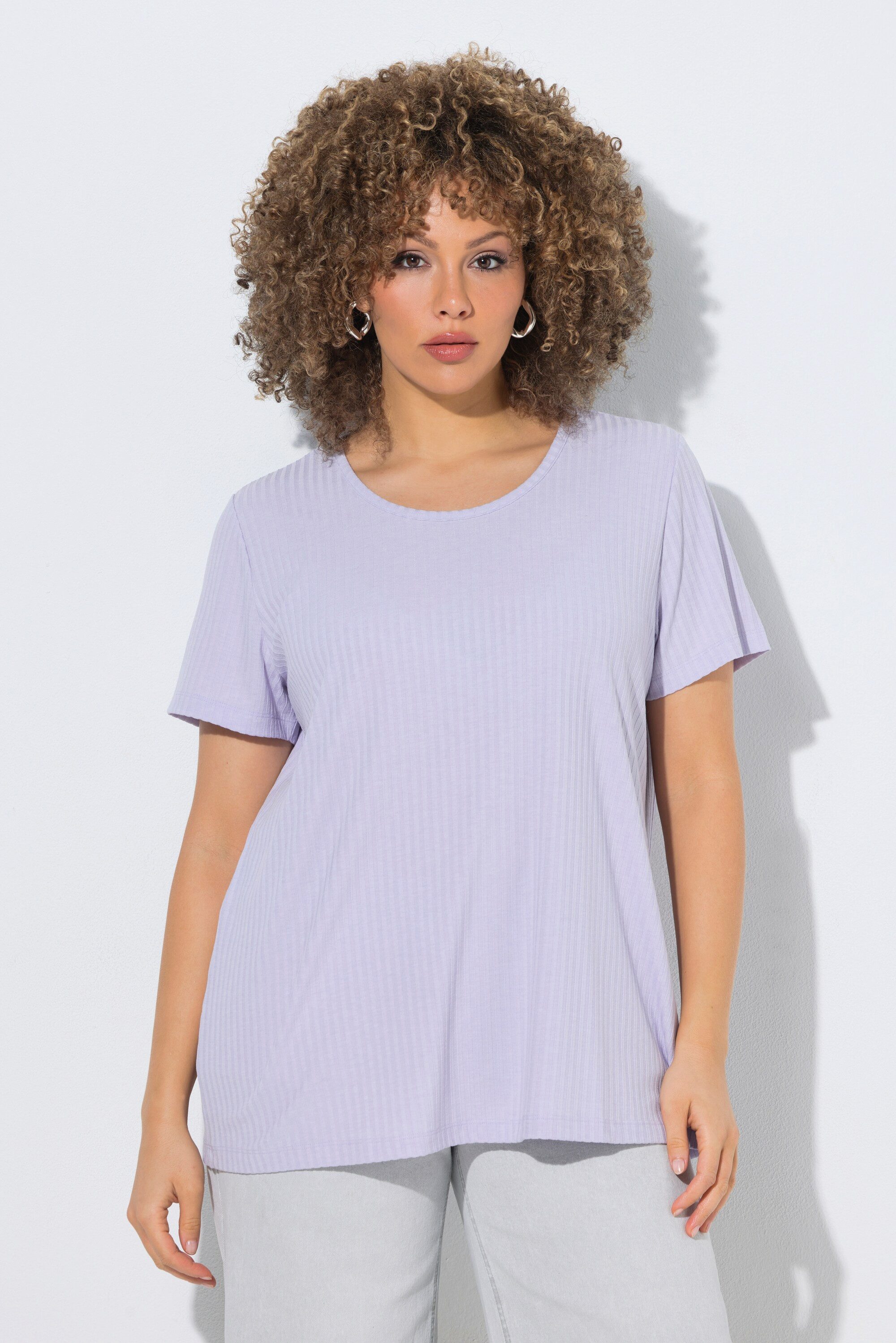 Ulla Popken T-Shirt T-Shirt Rippjersey Classic Rundhals Halbarm