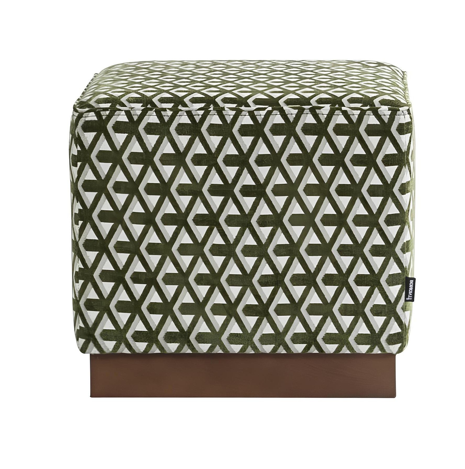 Xlmoebel Hocker Grün-weißer Polster-Puff als Sitzgelegenheit aus Stoff (Hocker, 1 St., 1x Hocker), Made in Europa