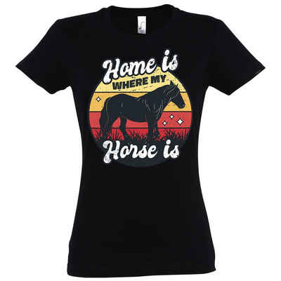 Youth Designz T-Shirt Home is Where My Horse Is Damen Shirt mit trendigem Pferde Frontprint