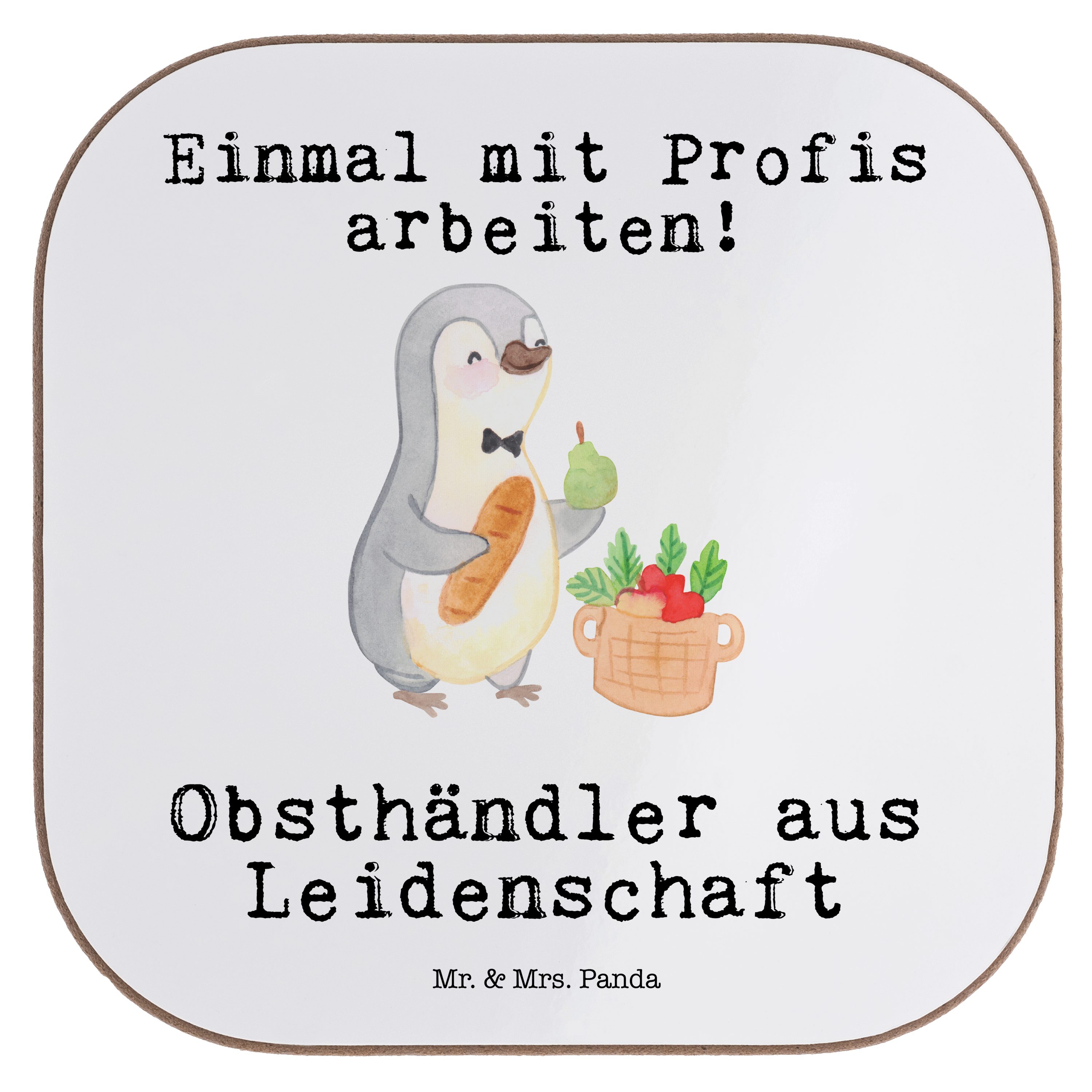 Mr. & Mrs. Panda Getränkeuntersetzer Obsthändler aus Leidenschaft - Weiß - Geschenk, Obst- und Gemüsehändl, 1-tlg.