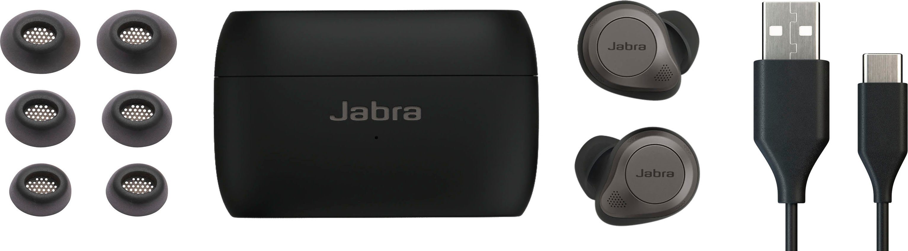Jabra Now, Google In-Ear-Kopfhörer Bluetooth, Google Noise Noise True Wireless, (Active Sprachsteuerung, Siri, Siri, Titaniumblack 85t Active Cancelling Musik, integrierte mit - ANC ELITE (ANC), Advanced kompatibel Assistant, für Steuerung Anrufe Cancellation) und Jabra
