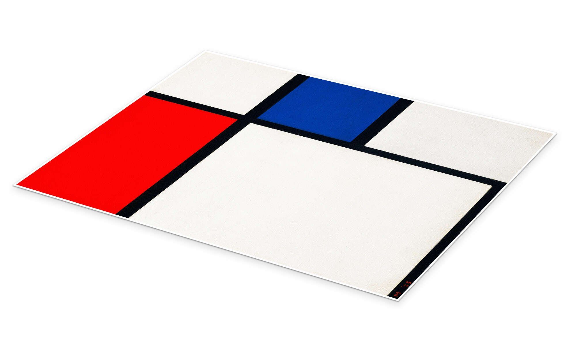 Posterlounge Wandbild Komposition No. II, mit Rot und Blau, 1929, Piet Mondrian, erhältlich als Poster, Leinwandbild, Wandsticker oder Acrylglasbild