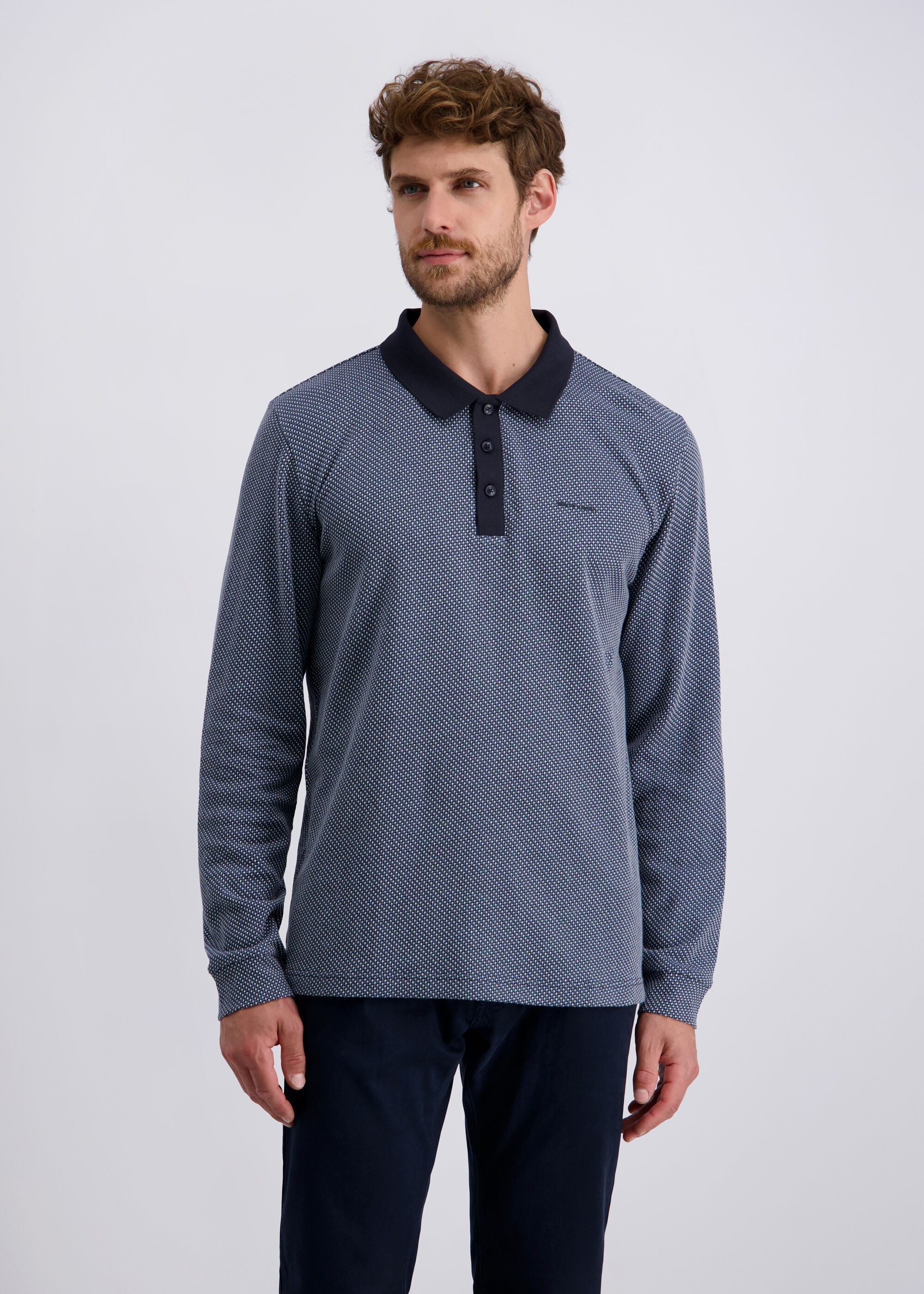 Pierre Cardin Langarmshirt (1-tlg) mit Strukturmuster