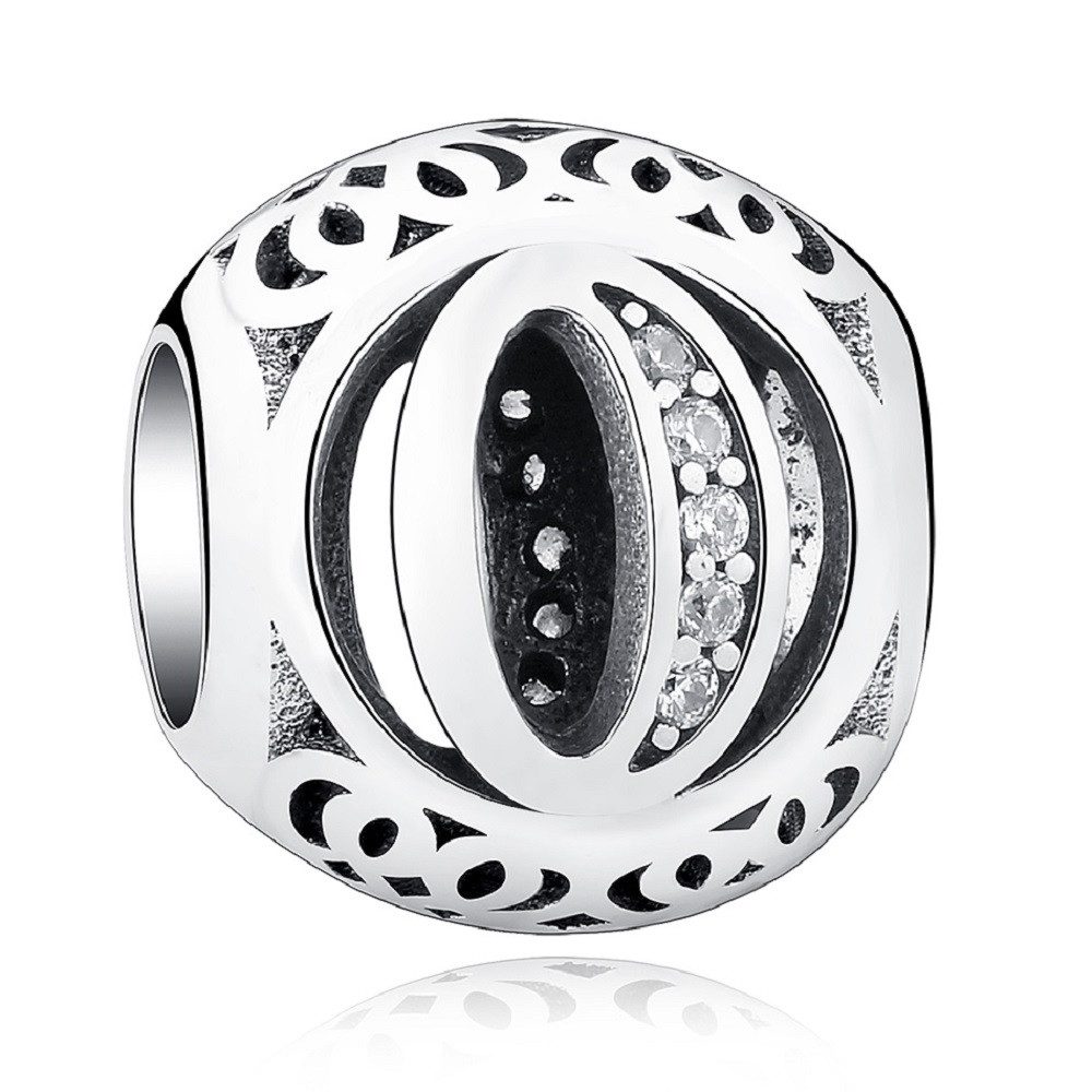 PANDACHARMS Charm Buchstabe Alphabet A-Z Kugel Buchstabe für Charm Armband, 925 Silber, Zirkonia