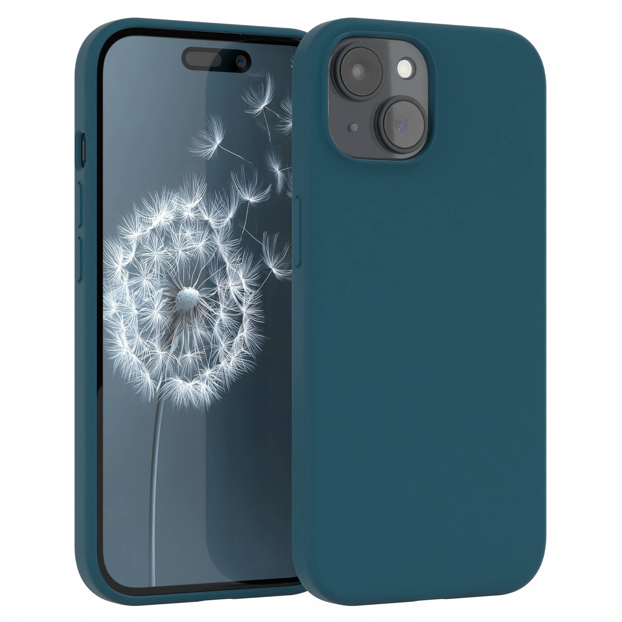 EAZY CASE Handyhülle für Apple iPhone 15 Premium Silikon 6,1 Zoll, Hülle mit Kameraschutz Bumper Case stoßfest Handy Softcase Petrol