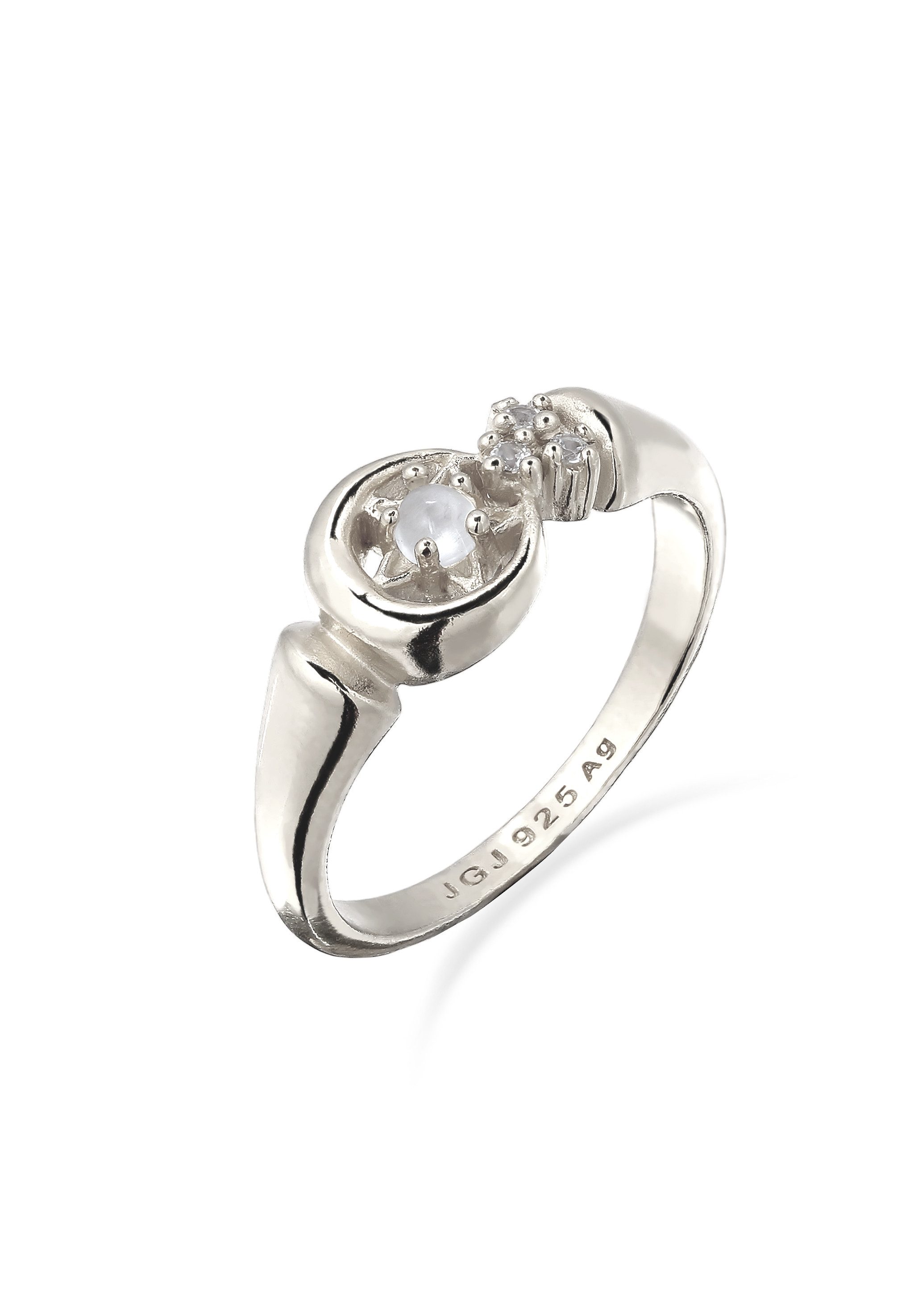 Kuzzoi Silberring Star Mondstein Regenbogen 925 Sterling Silber