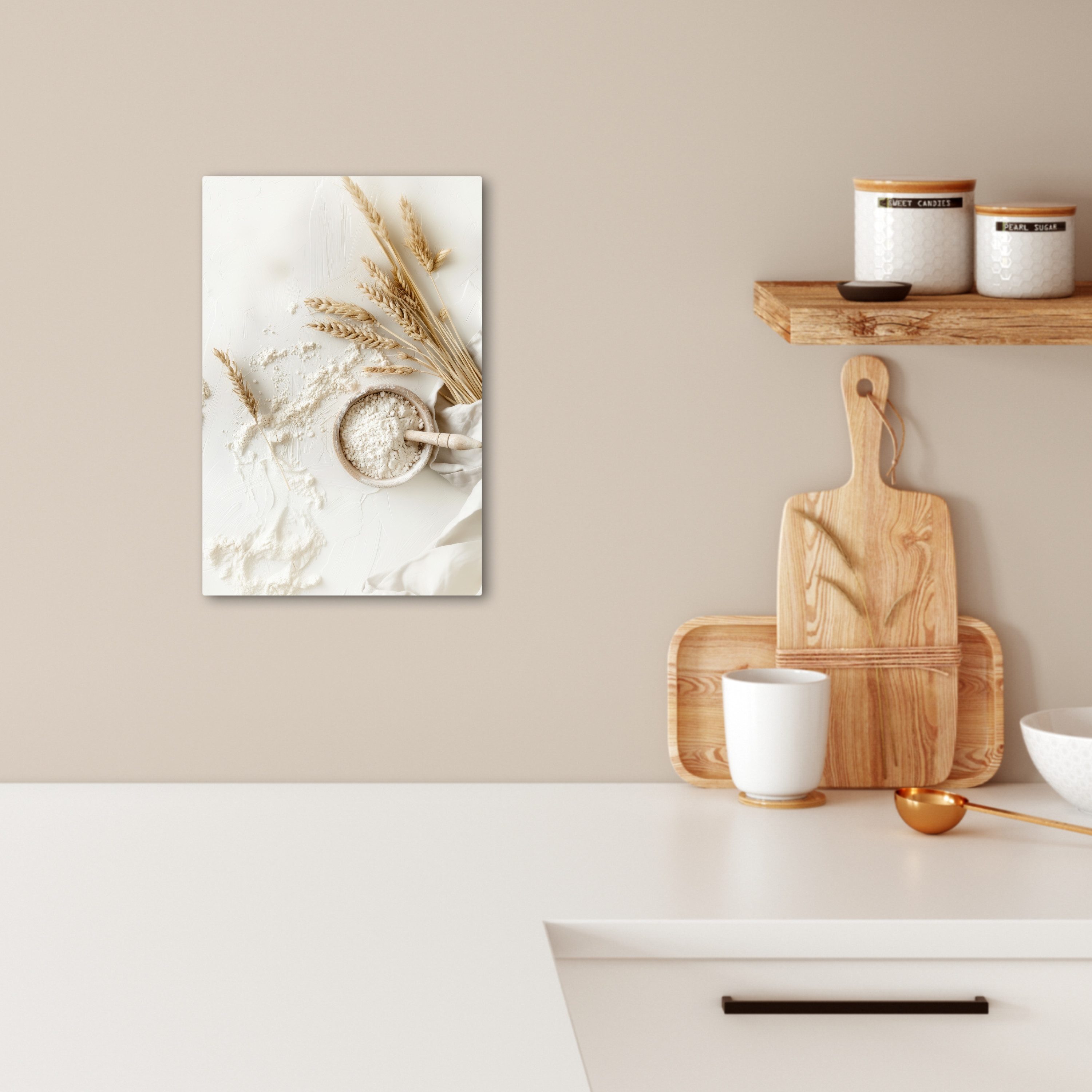OneMillionCanvasses® Leinwandbild Blume - Holz - Weizen - Küche, Fotodruck (1 St), Küchenbilder Modern, Deko Bilder für die Küche 30x20 cm – Bild 2 von 3