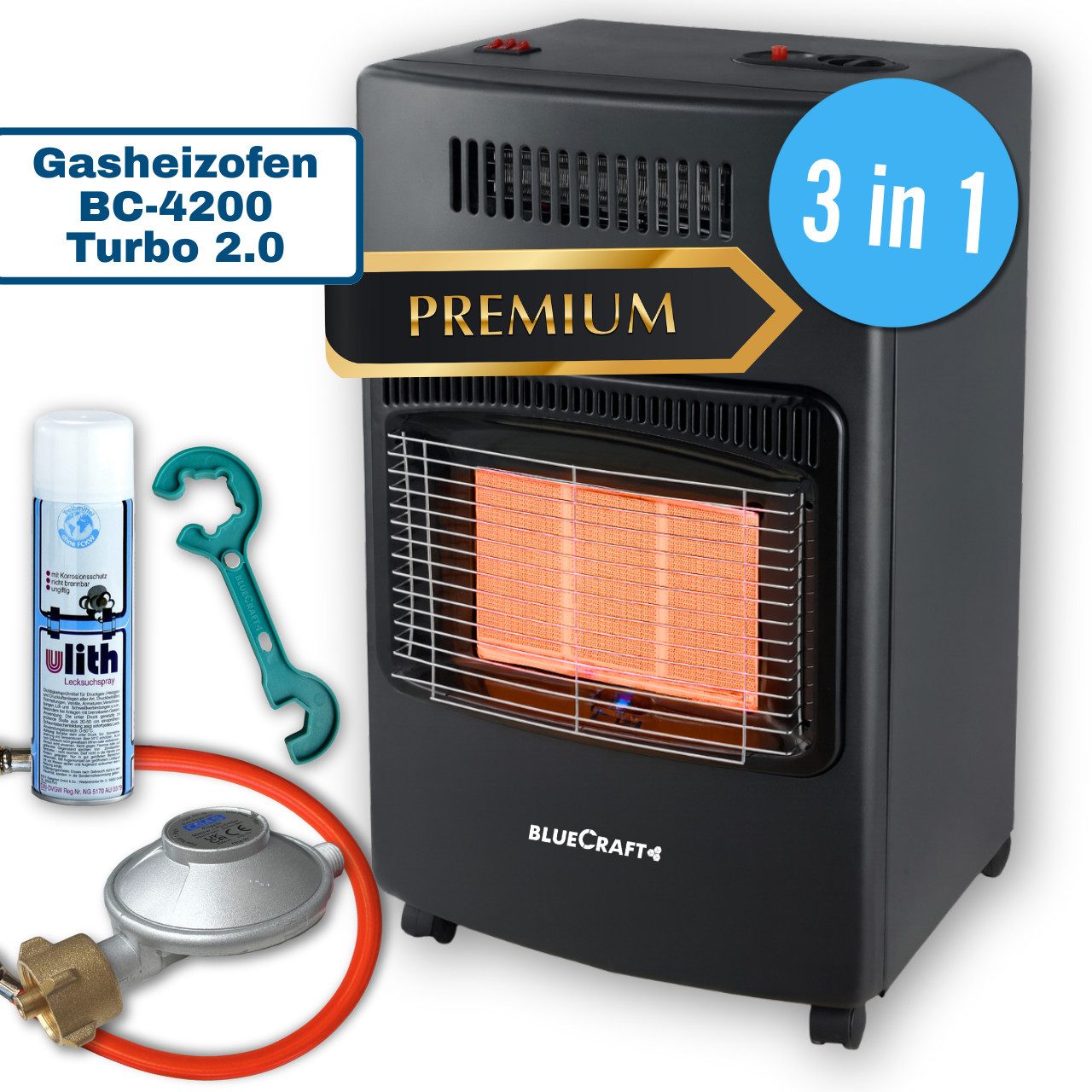 BlueCraft Heizstrahler Gasheizer Infrarot Gasofen Campingheizung Keramik, 4 günstig online kaufen