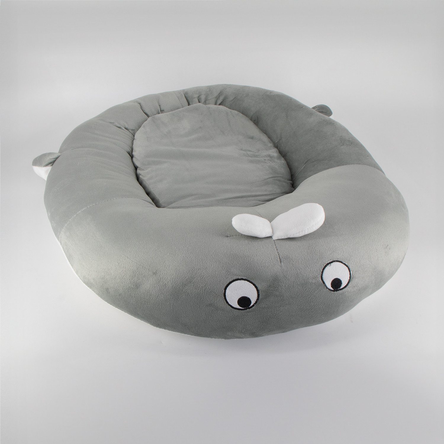 KVOTA Tierbett Haustierliege Hundeliege Katzenliege „Wal“ oval, klein, 60x50x10 cm, Polyester Baumwolle, Anti-Rutsch-Noppen, Wal Design