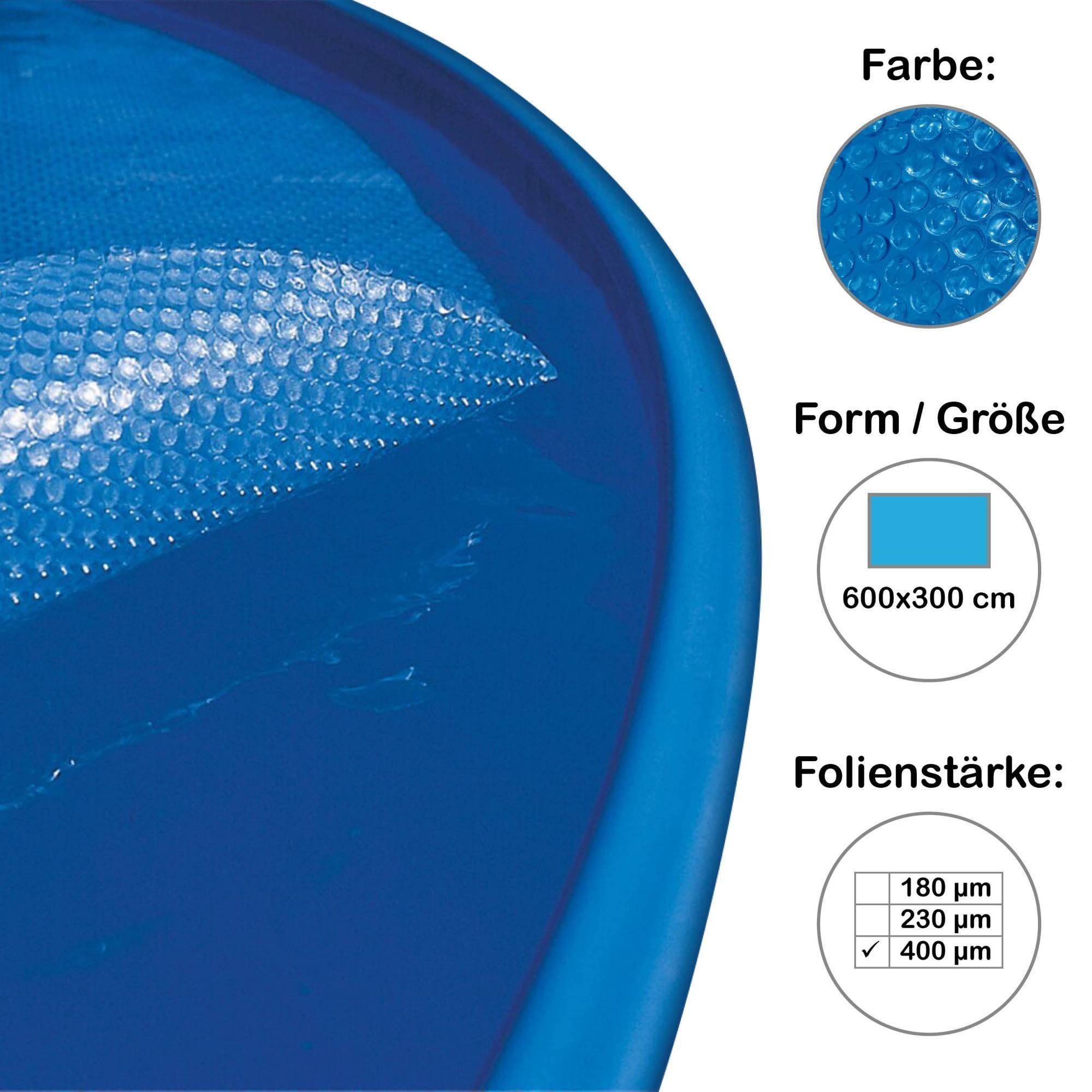 Aqualux Pool-Abdeckplane Solarplane, Solarfolie eckig für Pool, Größe wählb, Ösen