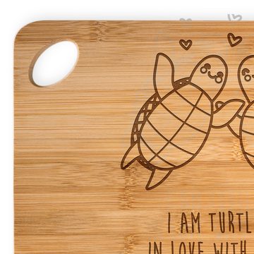 Mr. & Mrs. Panda Servierbrett Schildkröten Paar - Transparent - Geschenk, Hochzeitstag, Hocheitstag, Bambus, (1-St), Individuelle Gravuren