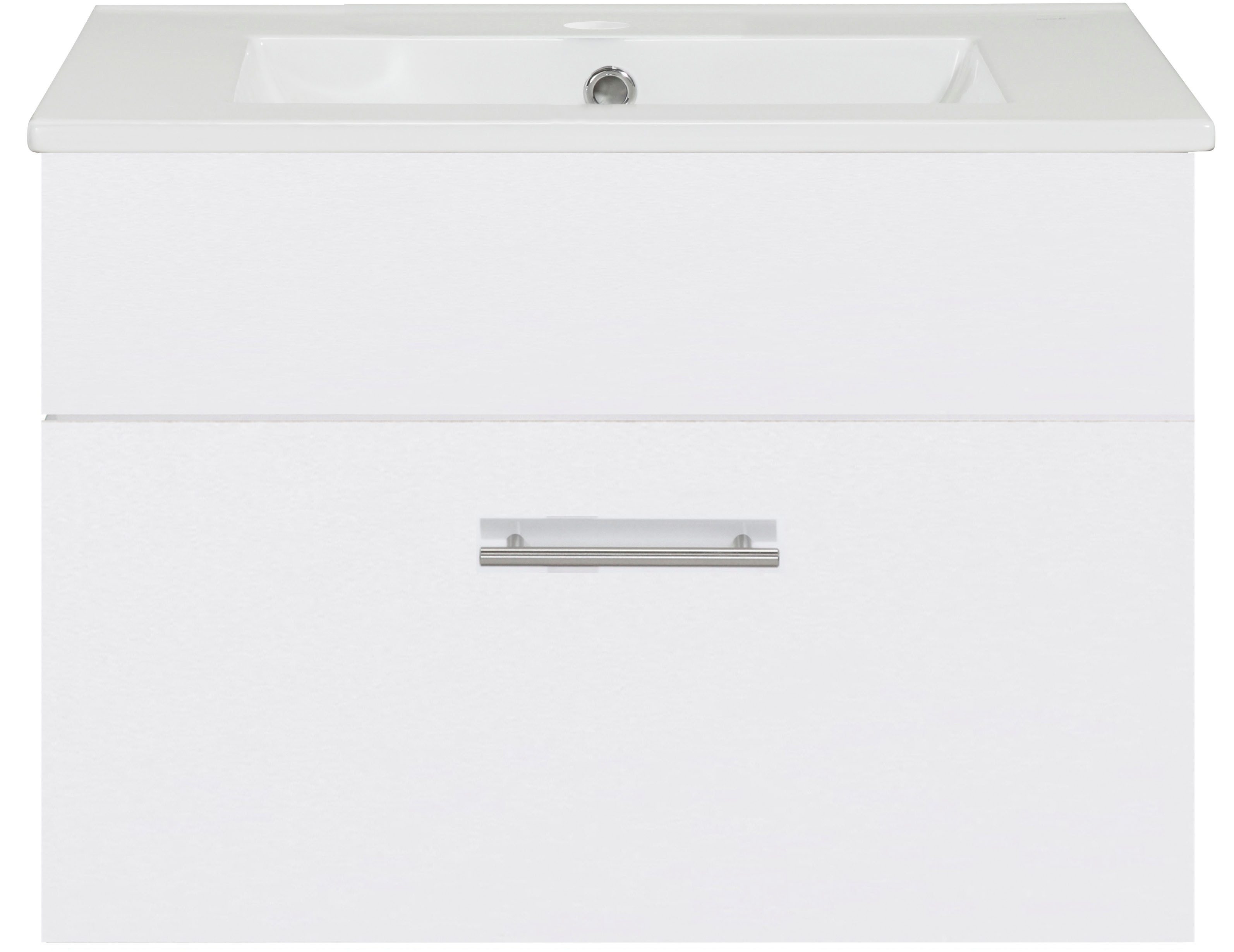 welltime Waschtisch Trento Light mit Keramik-Auflagebecken, 1 feste Blende und 1 Auszug, Breite: 61cm, Weiß