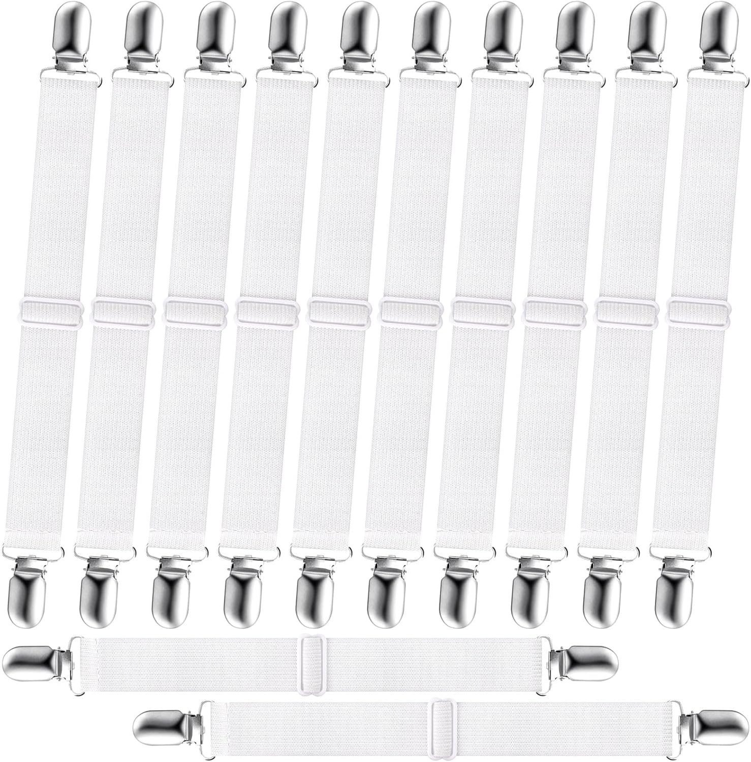 FELIXLEO Spannbettlaken 12er Pack verstellbare Bettlakenspanner elastische Lakenspanner, (1 Stück)