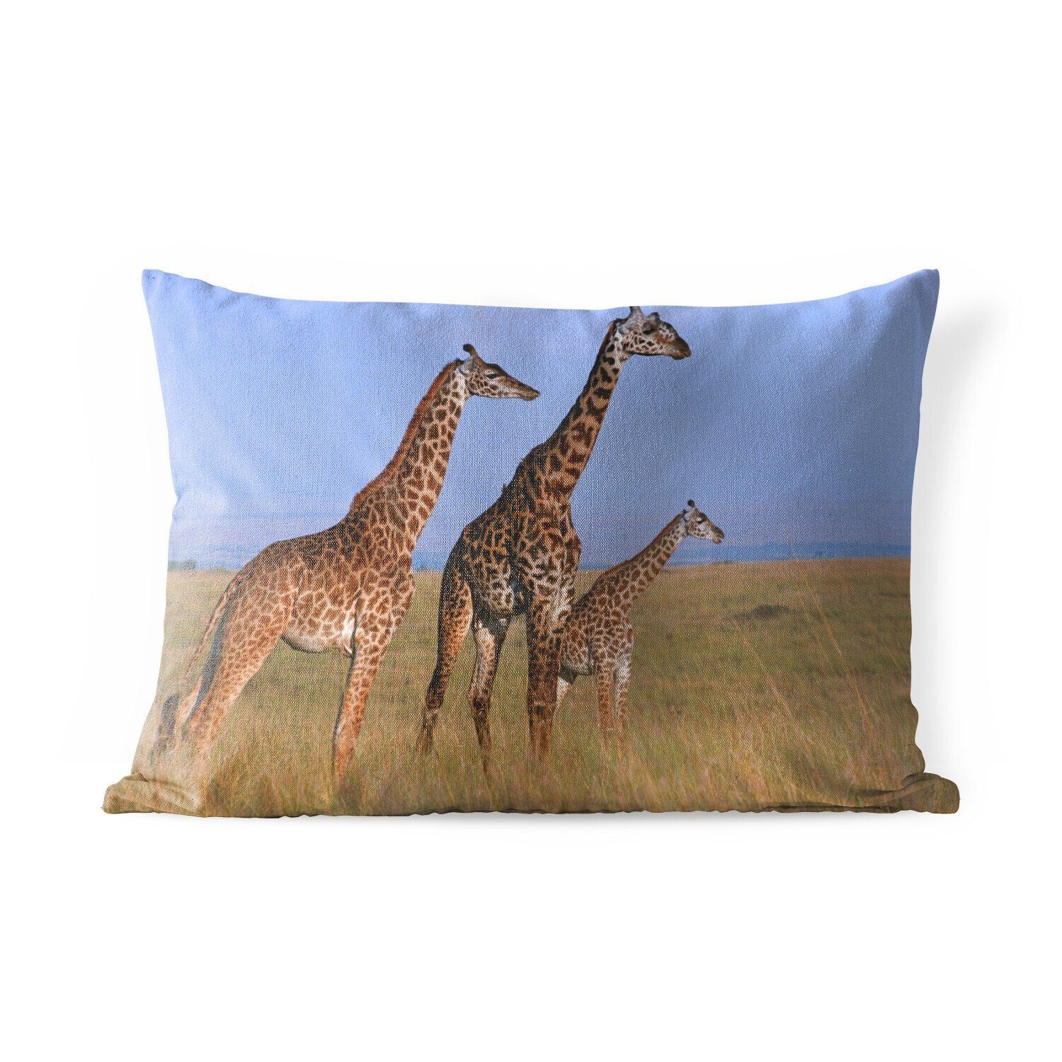 Dekokissen Drei Polyester, in Kissenhülle Dekokissenbezug, MuchoWow Giraffen Outdoor-Dekorationskissen, Kenia,