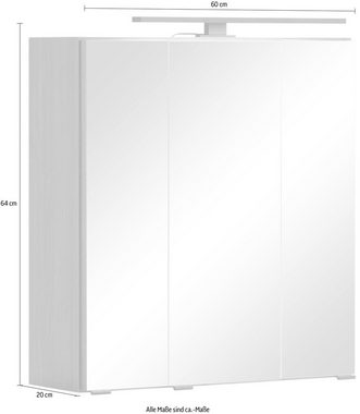 HELD MÖBEL Spiegelschrank Trento, verschiedene Ausführungen und Farben Breite 60 cm, mit 3D-Effekt, Spiegeltüren, Inklusive LED-Beleuchtung