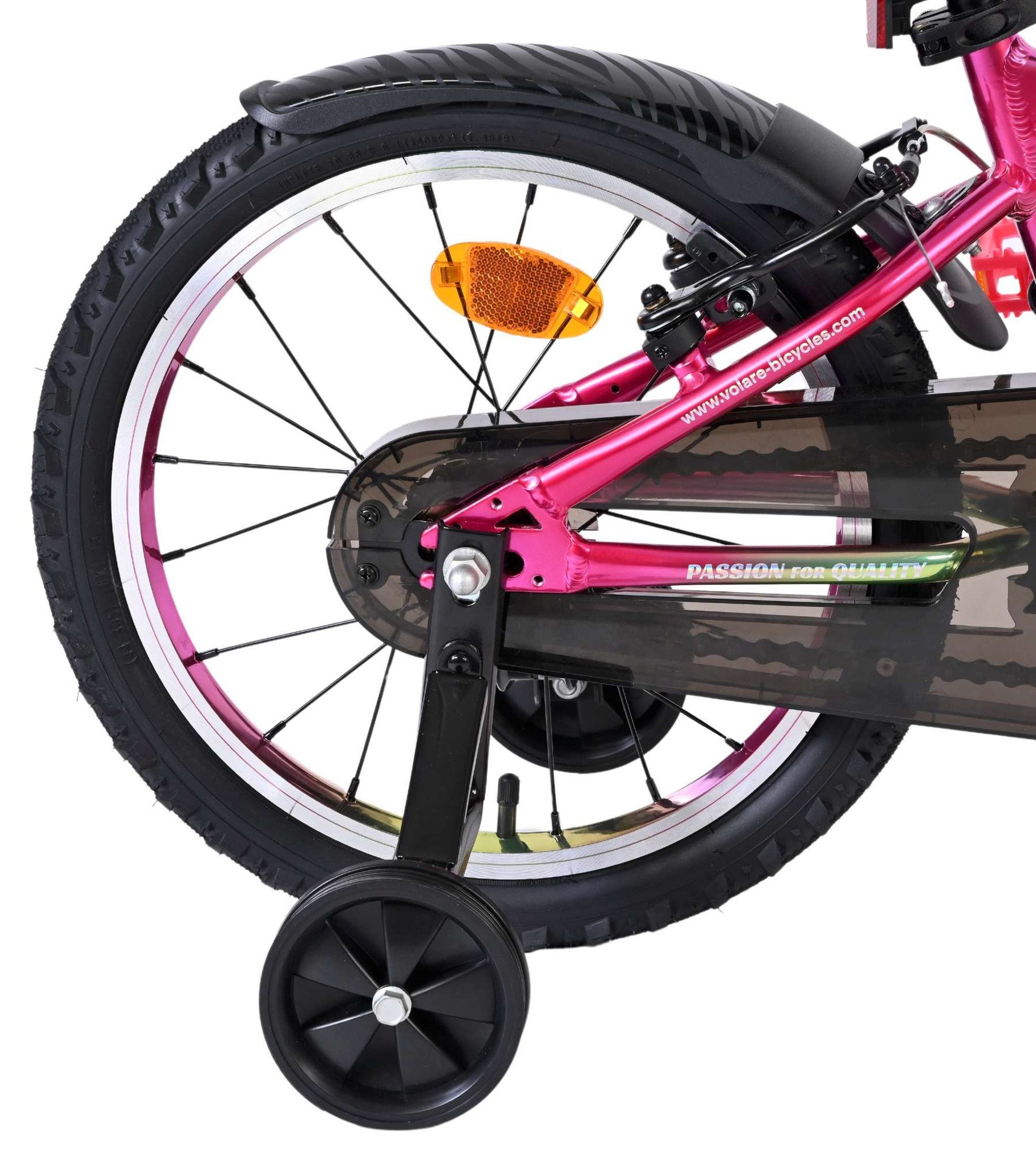 Volare Kinderfahrrad Chrome Kinderfahrrad 16 Zoll Rosa-Grün, mit zwei Handbremsen, Abnehmbare Stützräder, Höhenverstellbarer Sattel, Klingel