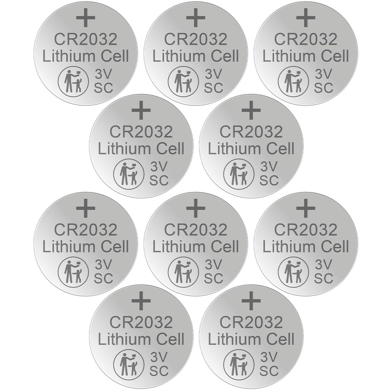 XCell CR2032 3V Lithium-Knopfzellen (220mAh) Knopfzelle, (10 St), für Autoschlüssel, Uhren & Waagen