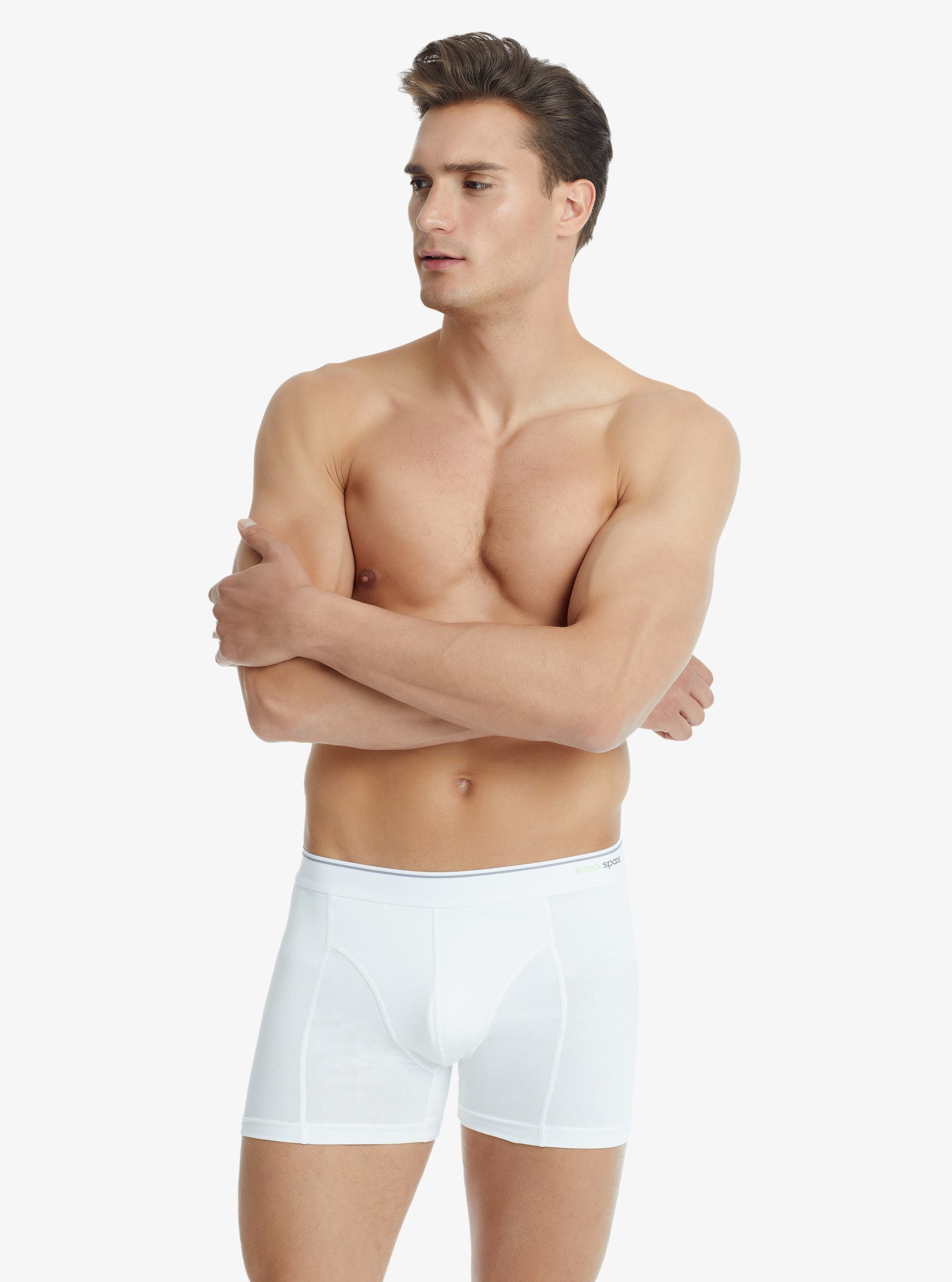 Boxer Herren Baumwoll Stretch Boxershorts 9233 - Weiß