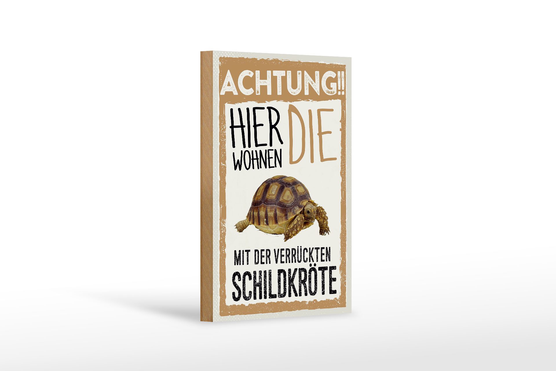 Femer GmbH Holzbild Spruch 12x18 cm Tiere Achtung hierkröte, Sprüche Zitate Lustiges (1 St), Glatte Holzfaserplatte (MDF), vorn beschichtet