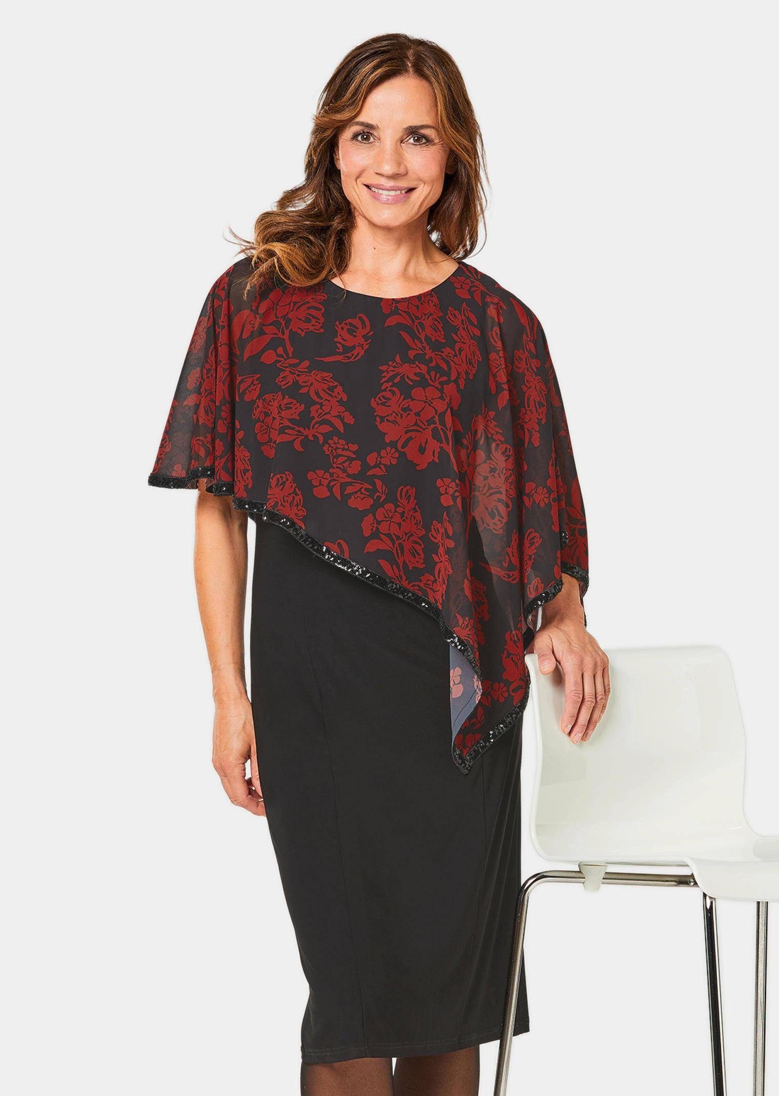 GOLDNER Abendkleid Elegantes Abendkleid mit Pailletten Midikleid mit Rundhals, Knielänge, ohne Arm und Chiffonüberwurf – Bild 5 von 5