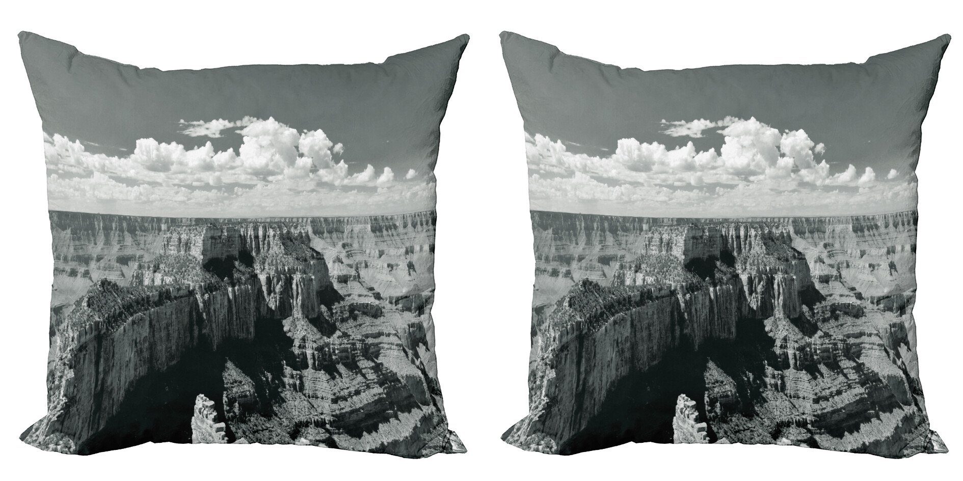 Kissenbezüge Modern Accent Doppelseitiger Digitaldruck, Abakuhaus (2 Stück), Grau Nostalgisches Grand Canyon