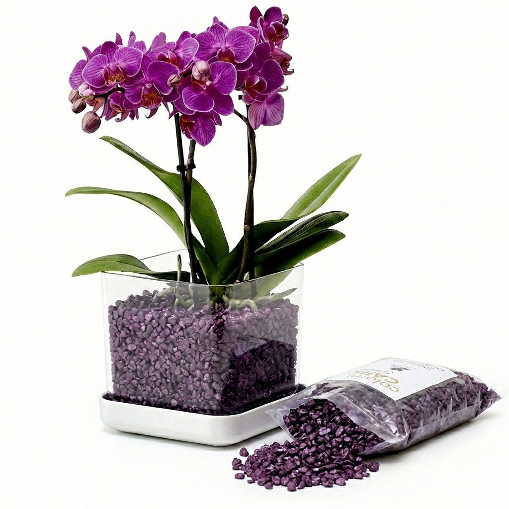 colomi Blumentopf ColomiCare Orchideentopf transparent + 1 L Orchideengranulat – Set (Spar-Set, 1x Orchideentopf 1x 1Liter Orchideengranulat)