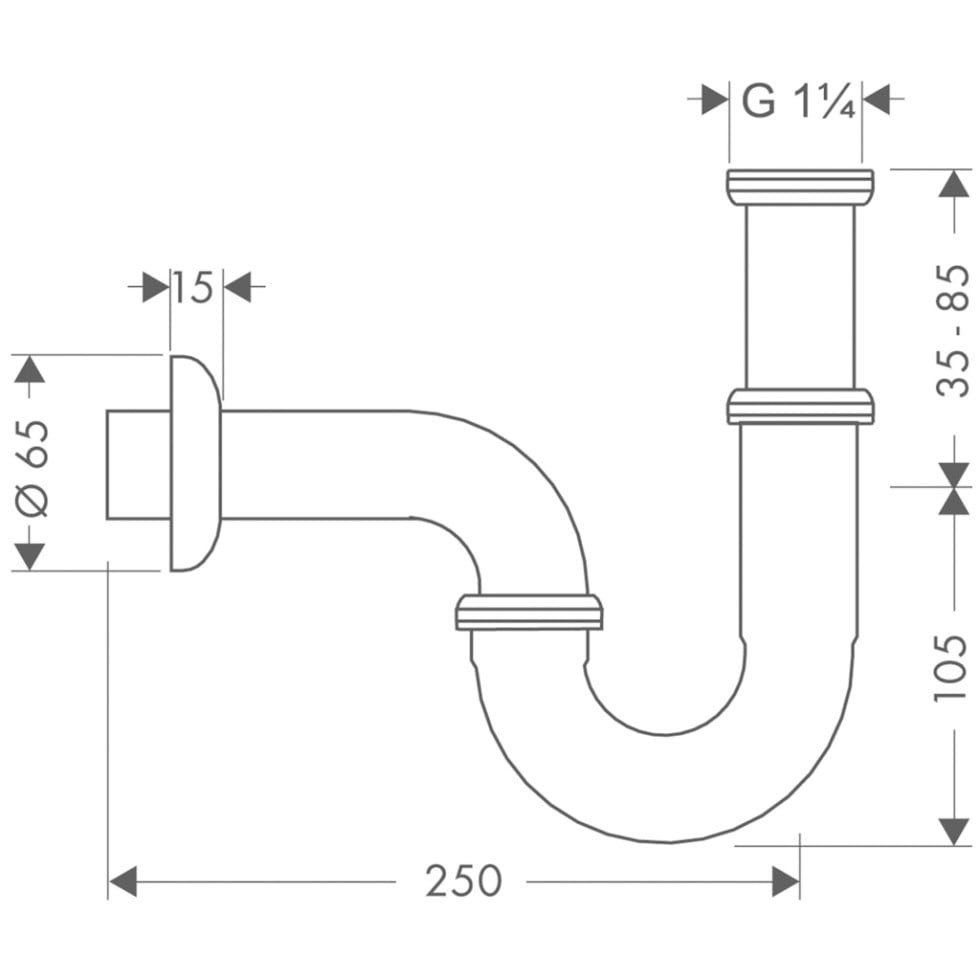 Grohe Siphon Hansgrohe Röhrensiphon Standardmodell 1 1/4 chrome