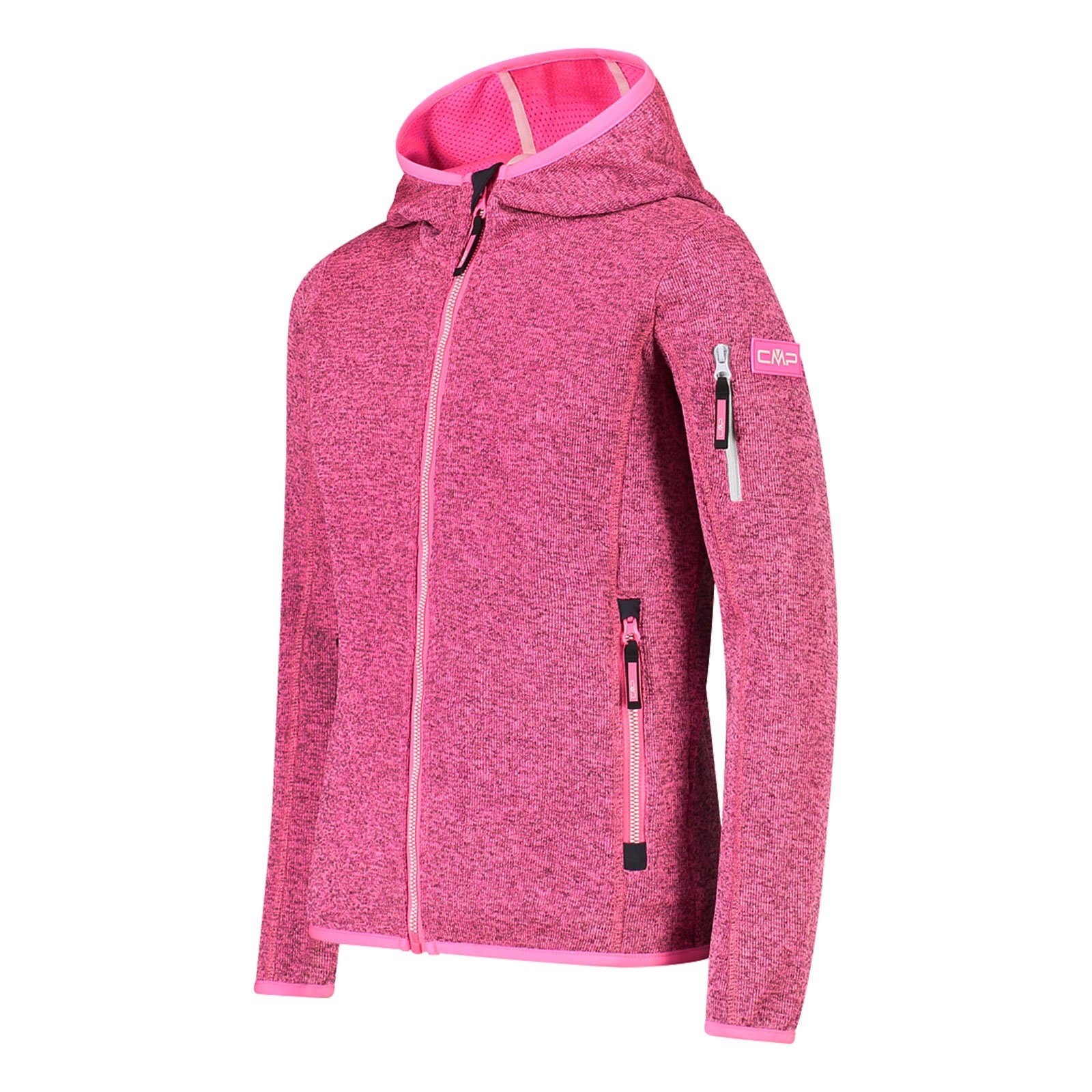 Kid pink fluo Kapuze 28CN Jacket mit / CMP G lighter Kapuzenstrickjacke Fix Hood