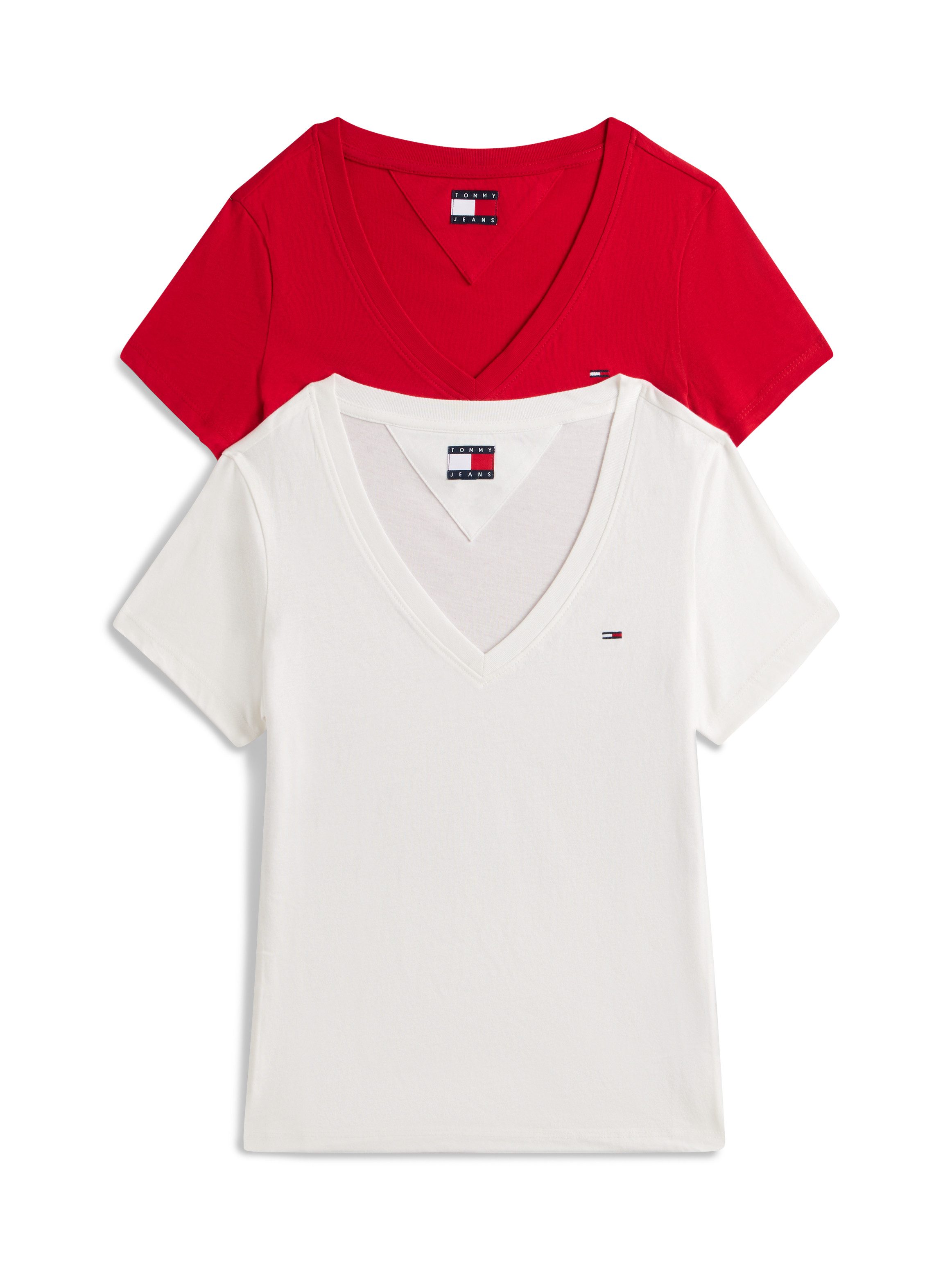 Tommy Jeans T-Shirt TJW 2PACK V-NECK TEE (Packung, 2-tlg., 2-er Pack) mit L günstig online kaufen