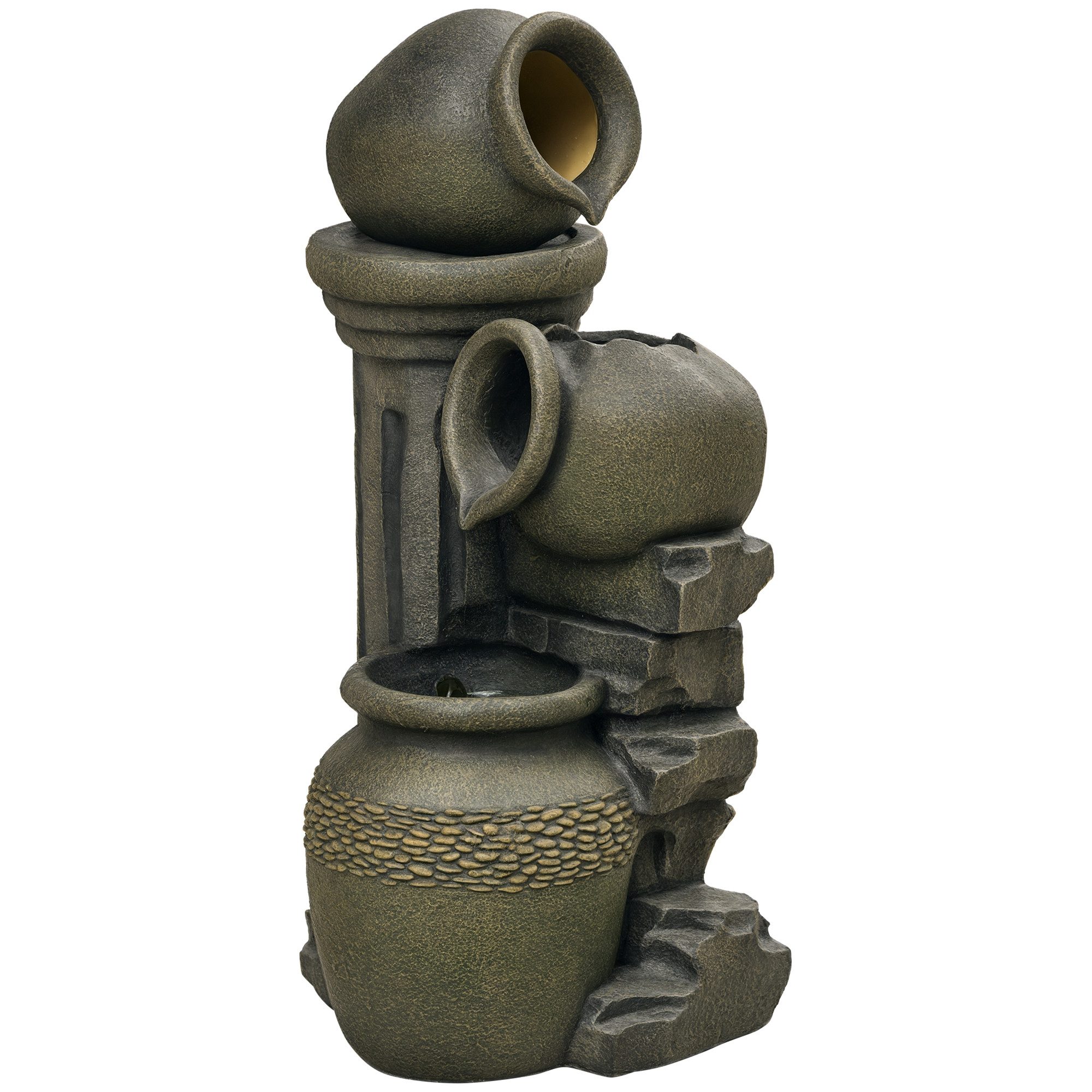 Outsunny Gartenbrunnen Wasserspiel, Wasserfall für Garten