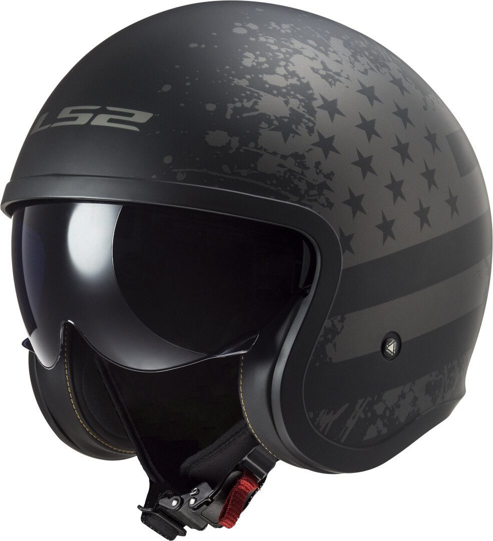 LS2 Motorradhelm OF599 Spitfire II Black Flag Jethelm, Integriertes Sonnenvisier