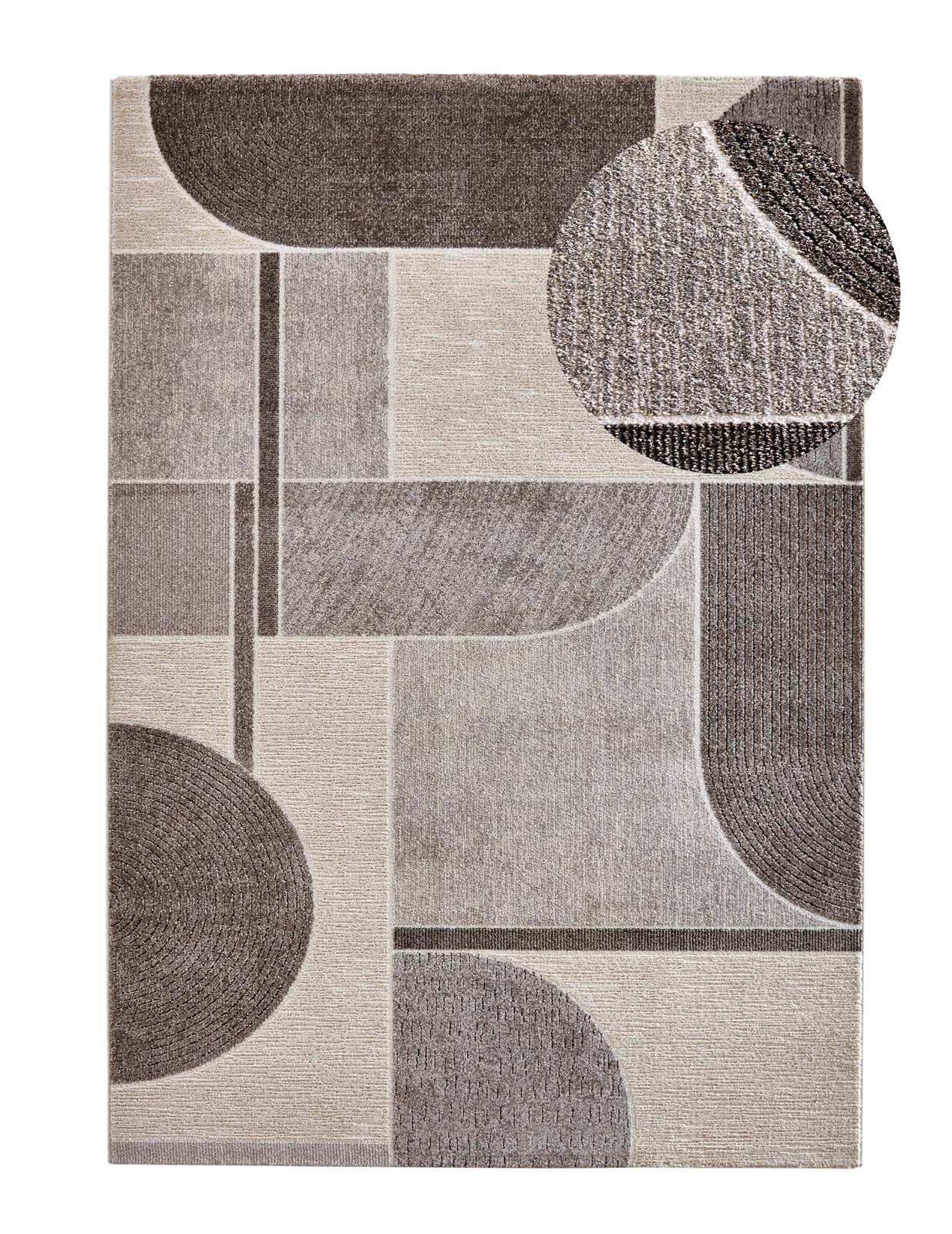 TaraCarpet Teppich TaraCarpet Valencia Teppich - Abstrakt, rechteckig, Höhe: 12 mm, Hochwertiger dichter Teppich abstraktes Design grau 240x340